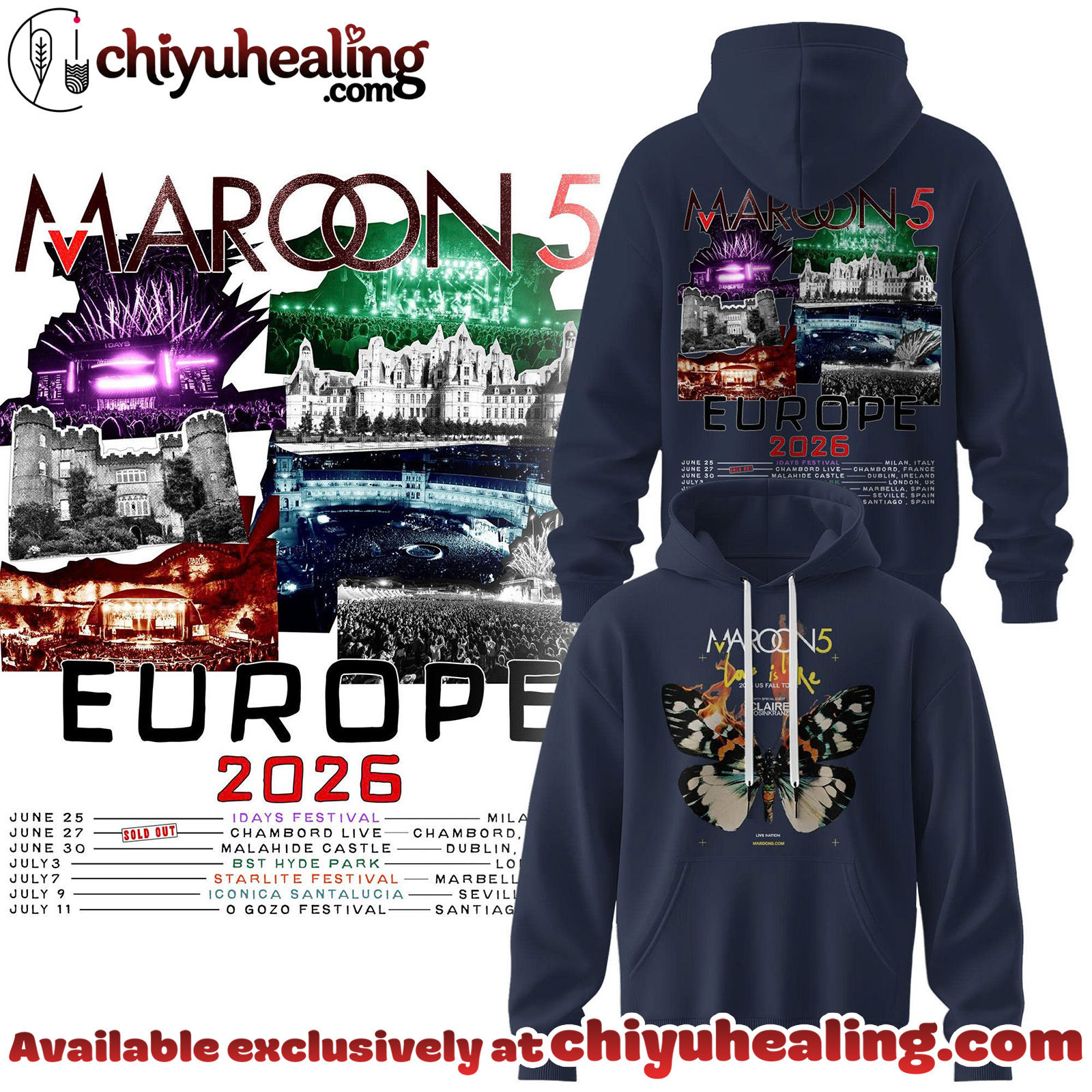 Maroon 5 - Europe Tour 2026 Collection Hoodie, Tshirt, Sweatshirt - Ver 8
