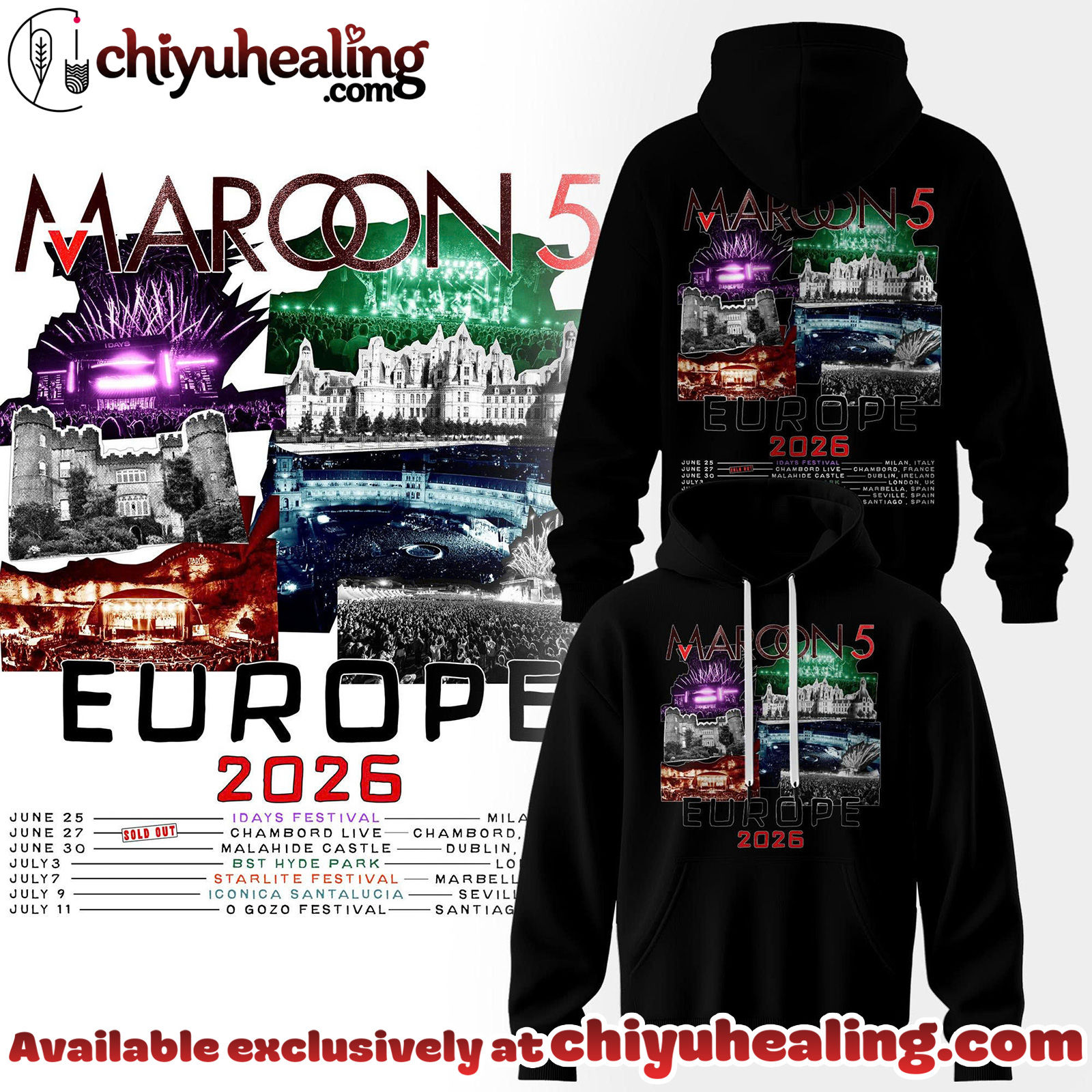 Maroon 5 - Europe Tour 2026 Collection Hoodie, Tshirt, Sweatshirt - Ver 4