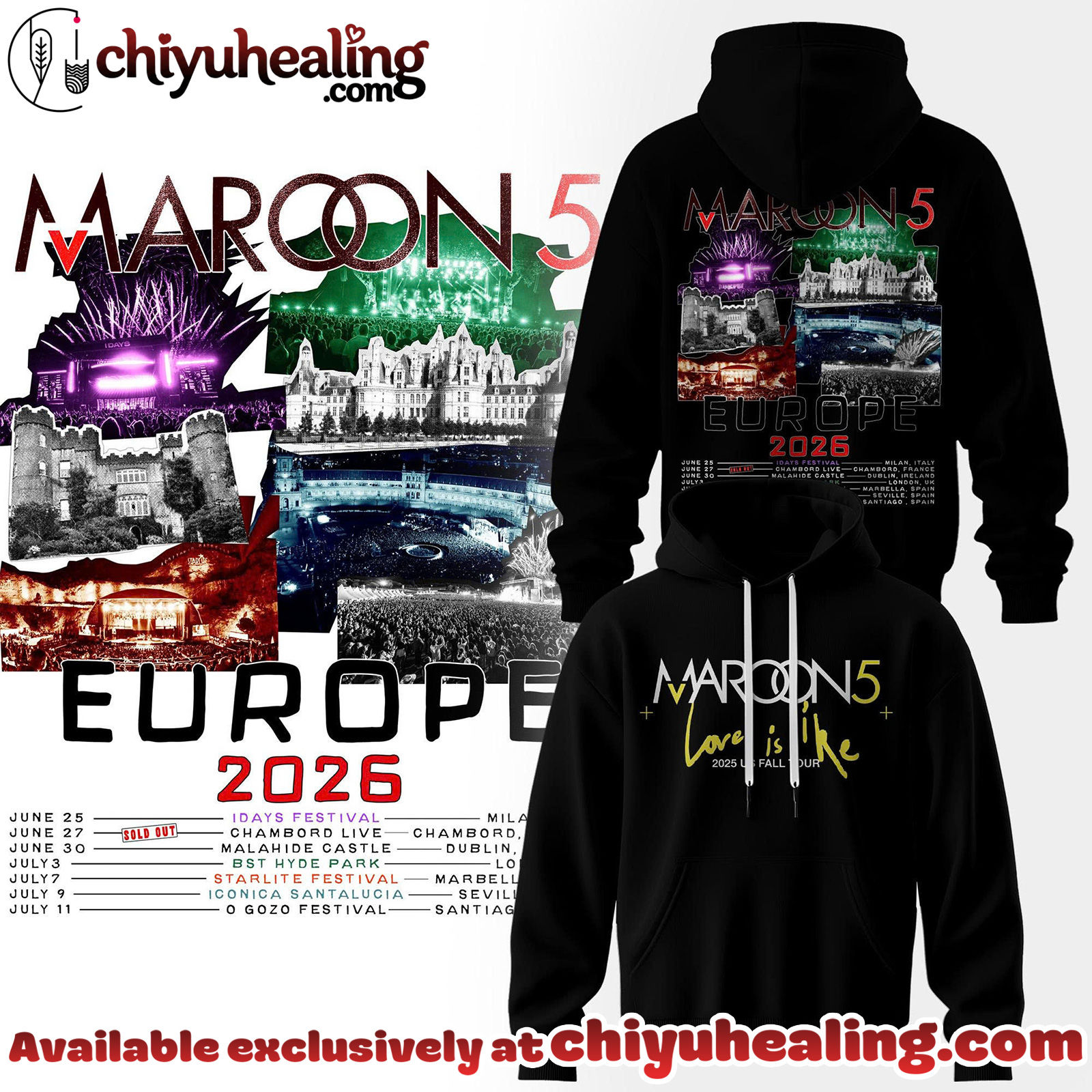 Maroon 5 - Europe Tour 2026 Collection Hoodie, Tshirt, Sweatshirt - Ver 3