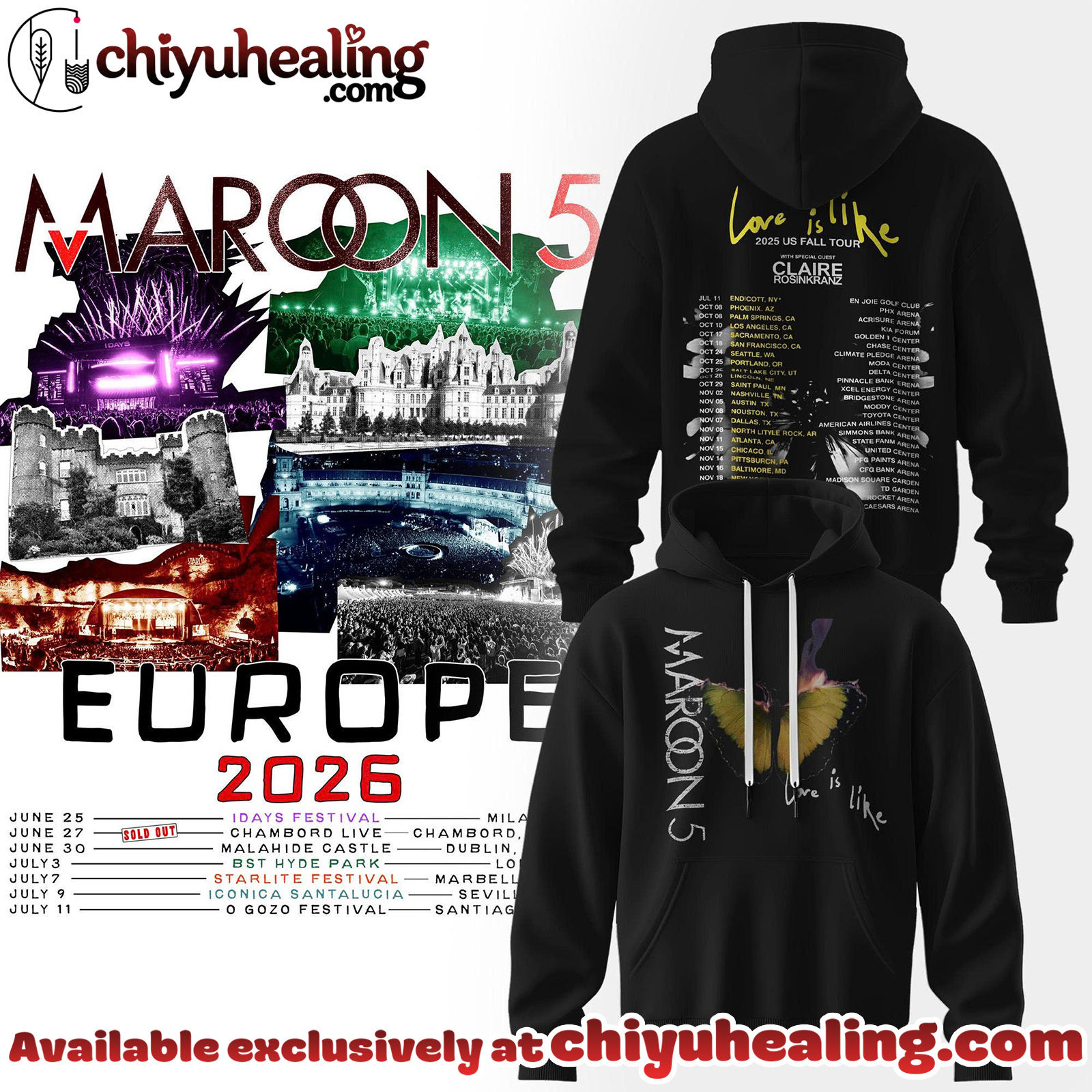 Maroon 5 - Europe Tour 2026 Collection Hoodie, Tshirt, Sweatshirt - Ver 2