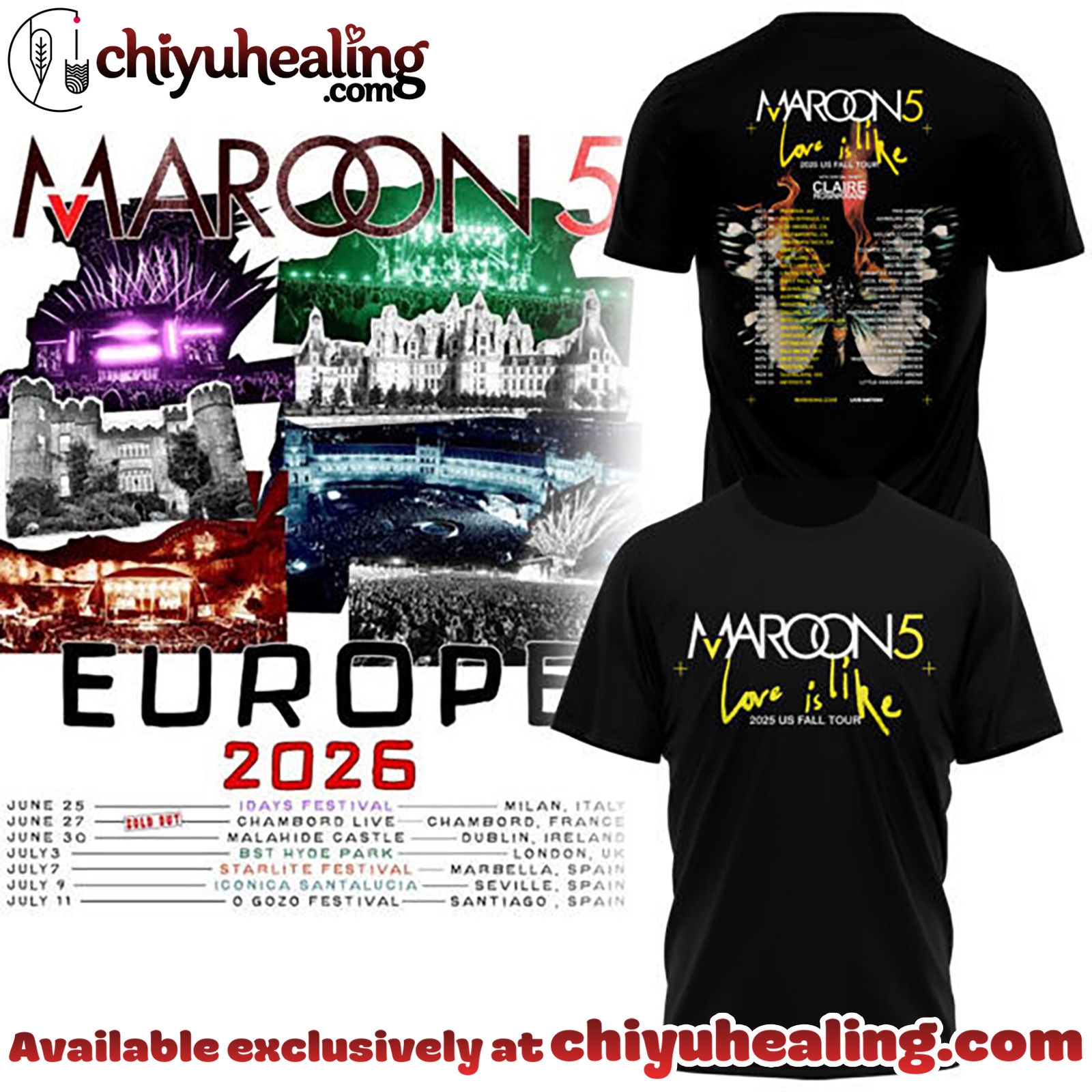 Maroon 5 - Europe Tour 2026 Collection Hoodie, Tshirt, Sweatshirt - Ver 10