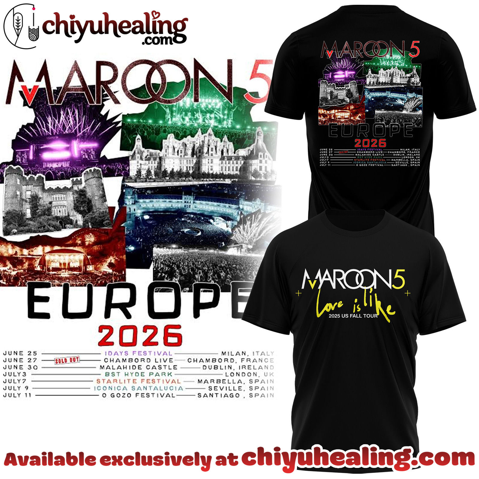 Maroon 5 - Europe Tour 2026 Collection Hoodie, Tshirt, Sweatshirt - Ver 18
