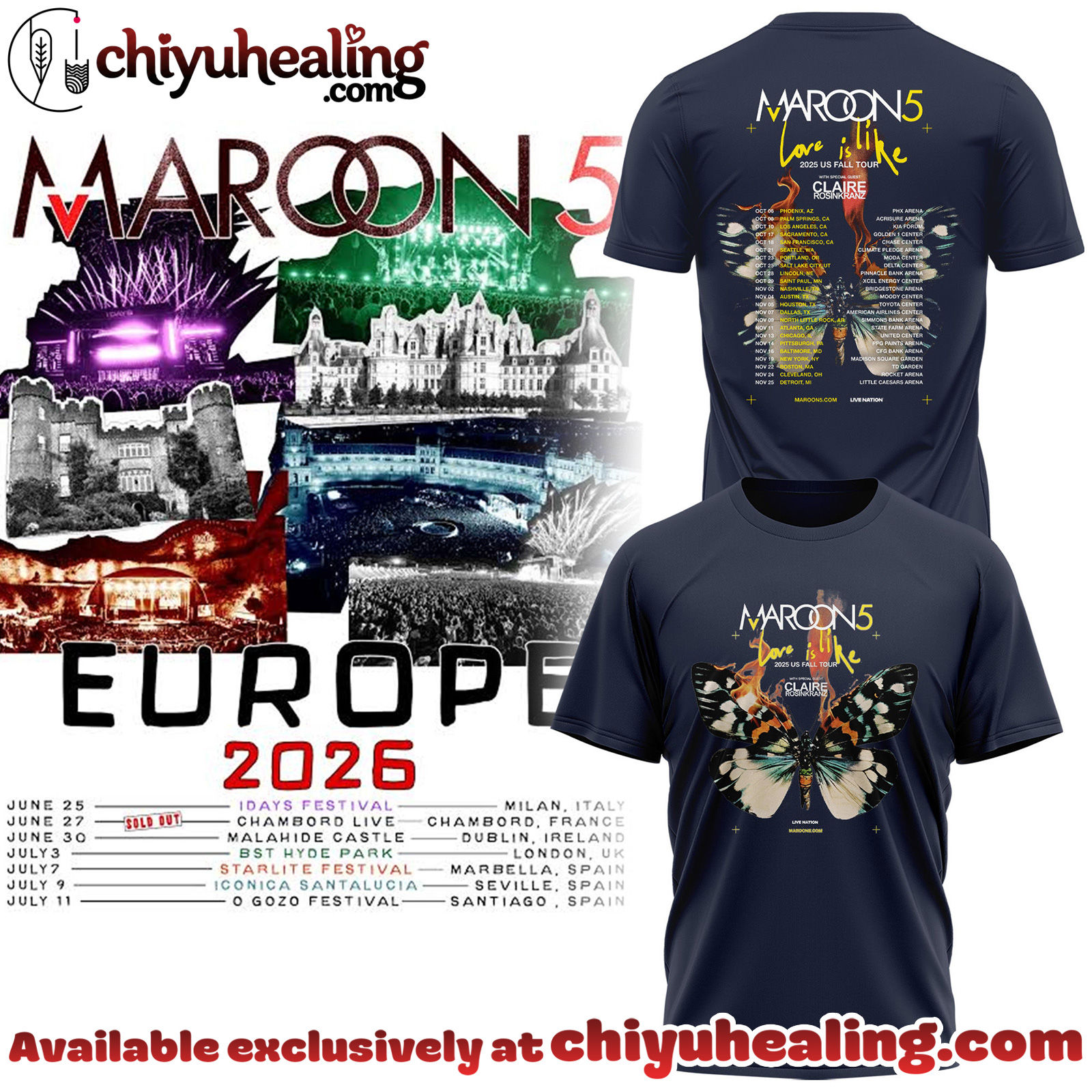 Maroon 5 - Europe Tour 2026 Collection Hoodie, Tshirt, Sweatshirt - Ver 12