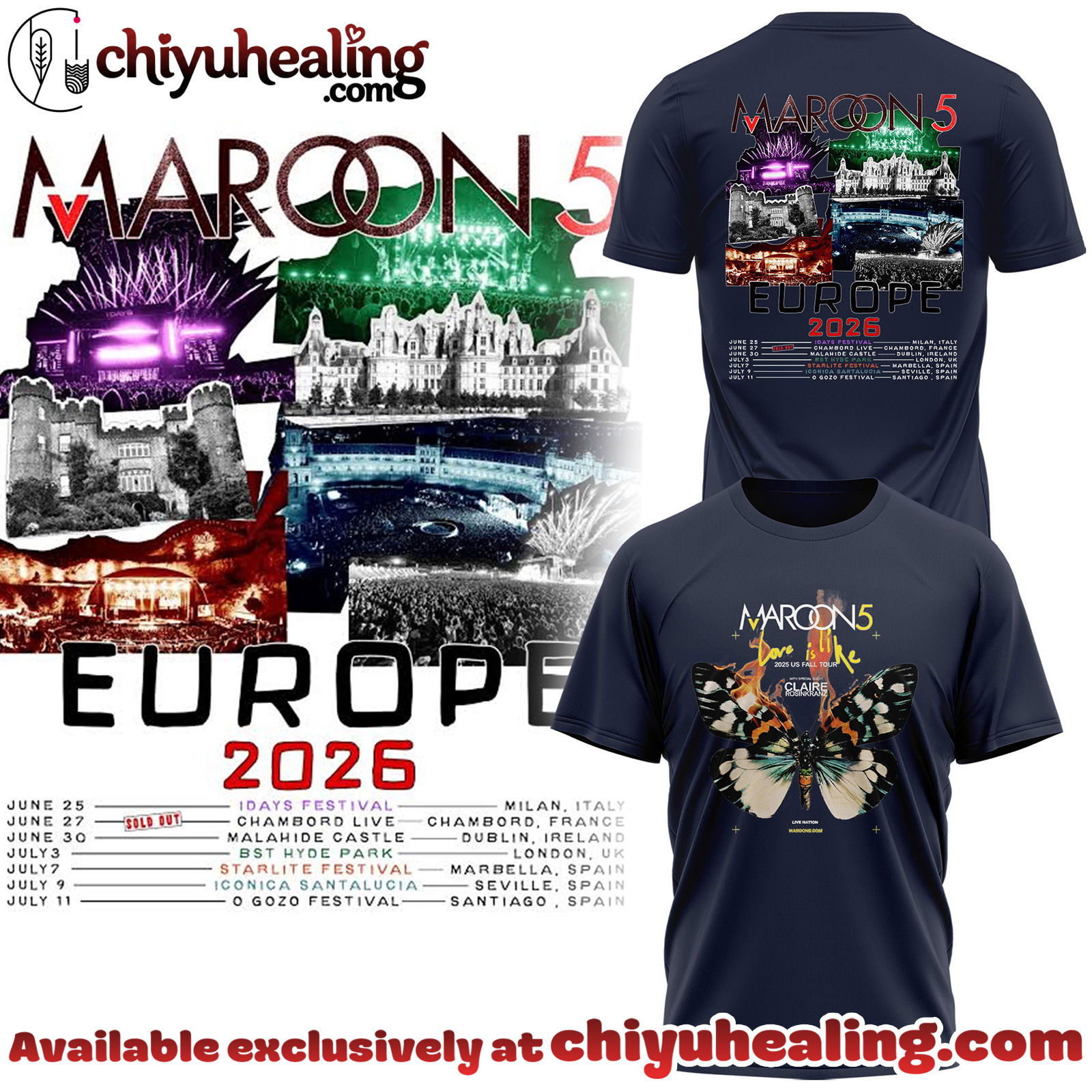 Maroon 5 - Europe Tour 2026 Collection Hoodie, Tshirt, Sweatshirt - Ver 15