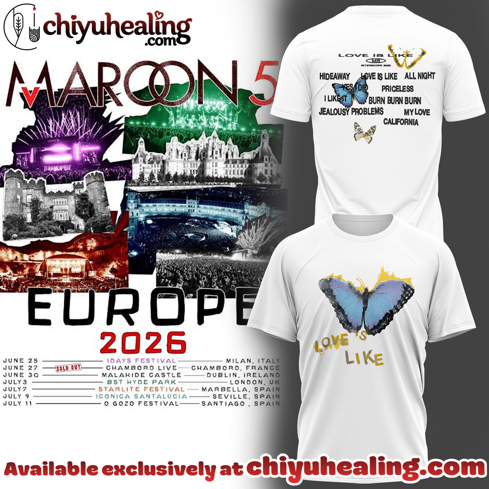 Maroon 5 - Europe Tour 2026 Collection Hoodie, Tshirt, Sweatshirt - Ver 14