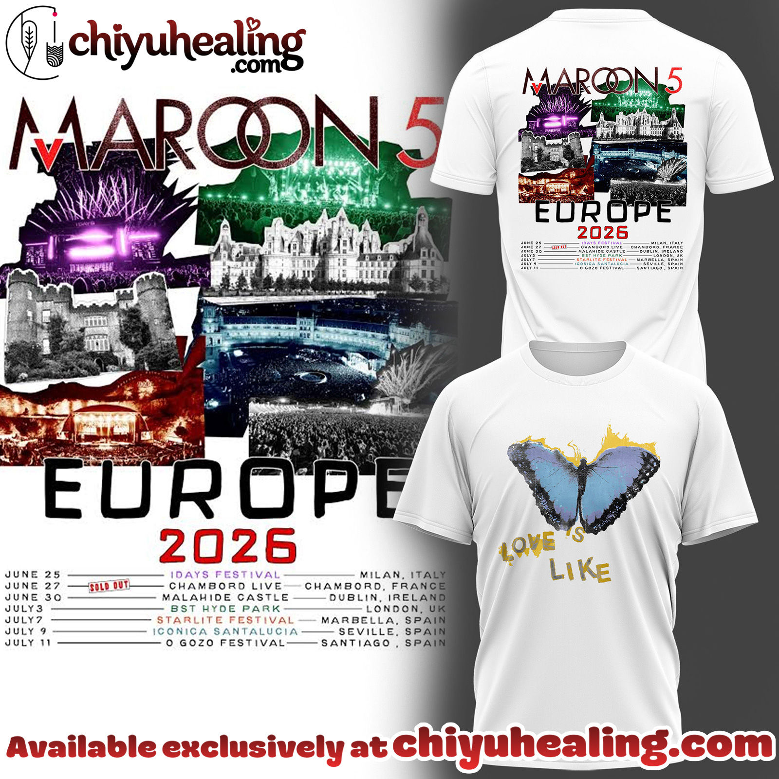 Maroon 5 - Europe Tour 2026 Collection Hoodie, Tshirt, Sweatshirt - Ver 13