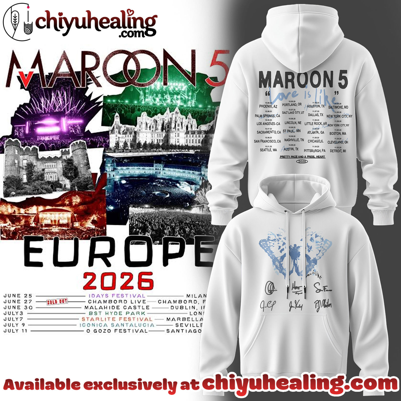 Maroon 5 - Europe Tour 2026 Collection Hoodie, Tshirt, Sweatshirt - Ver 5