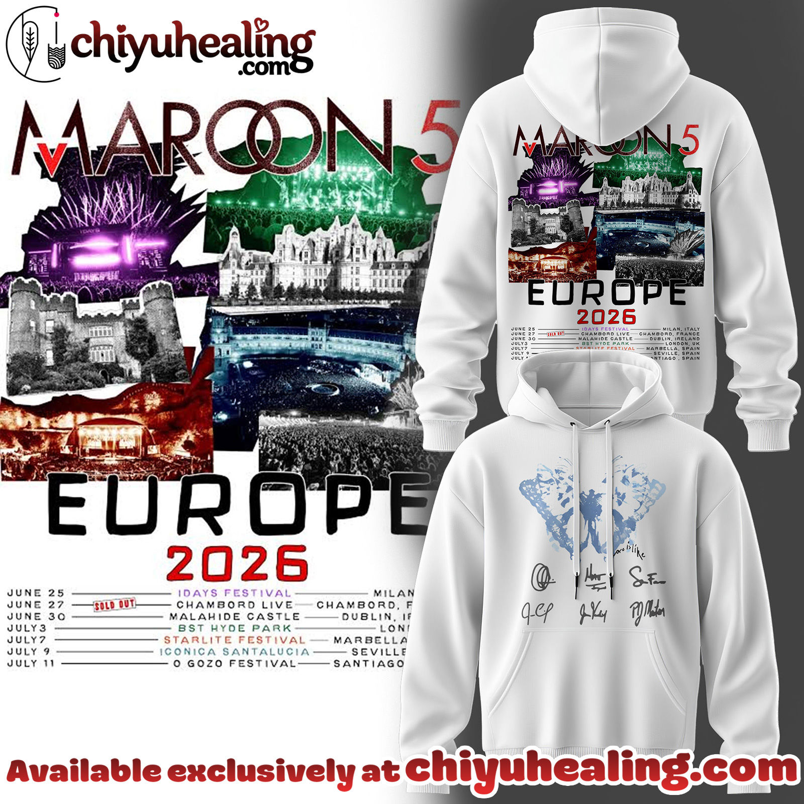 Maroon 5 - Europe Tour 2026 Collection Hoodie, Tshirt, Sweatshirt - Ver 7