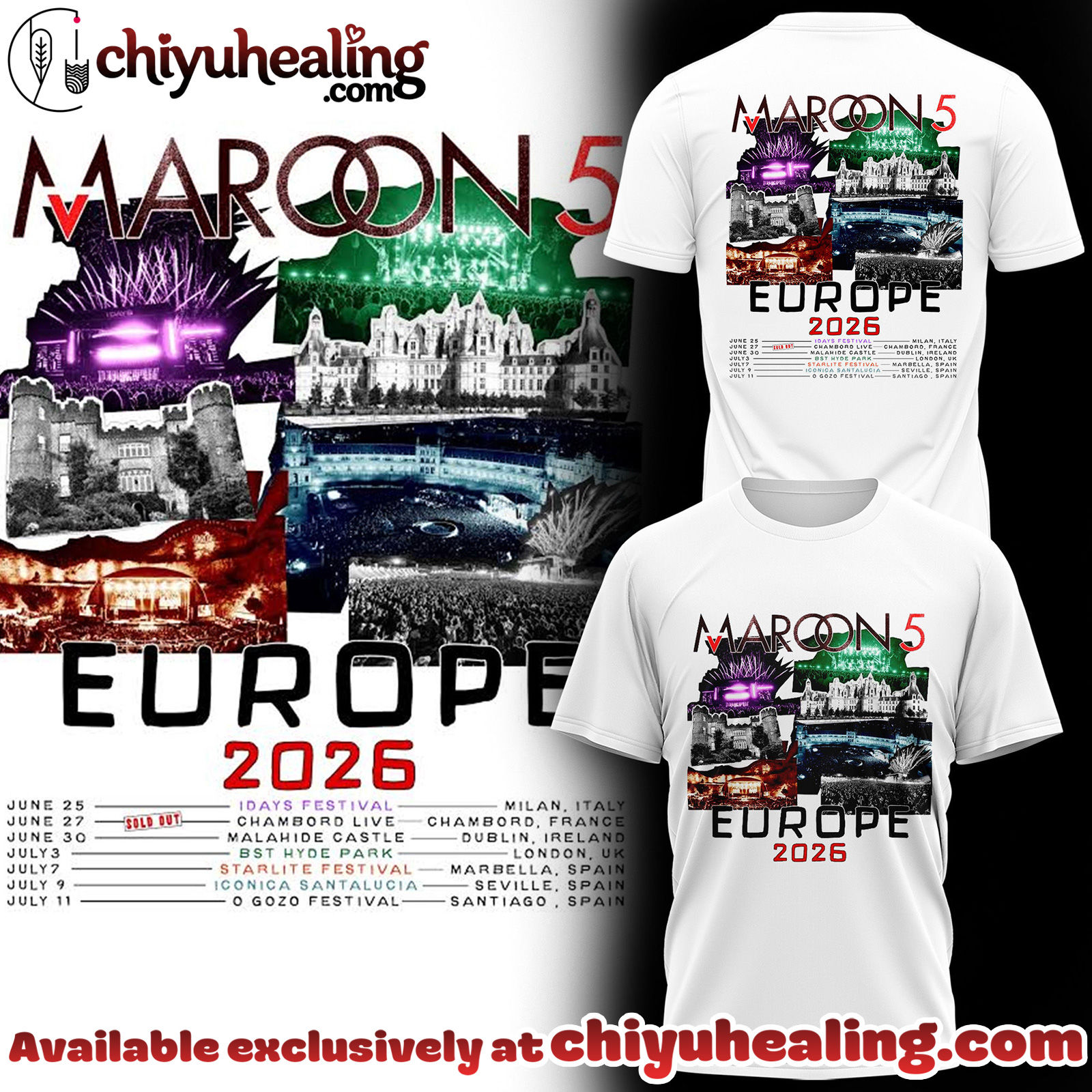 Maroon 5 - Europe Tour 2026 Collection Hoodie, Tshirt, Sweatshirt - Ver 9