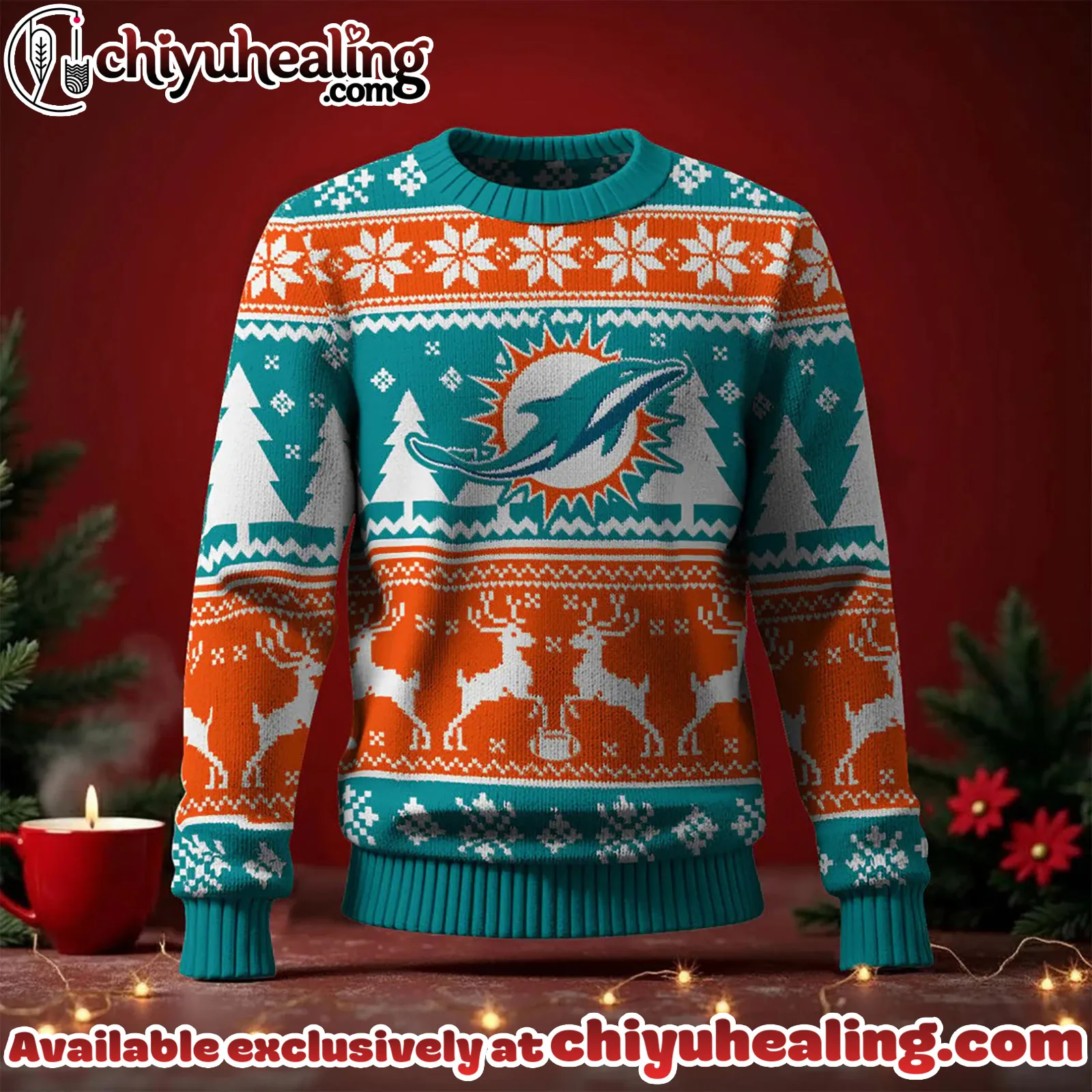 Miami Dolphins 2025 Christmas New Ugly Sweatshirt, All Team NFL
