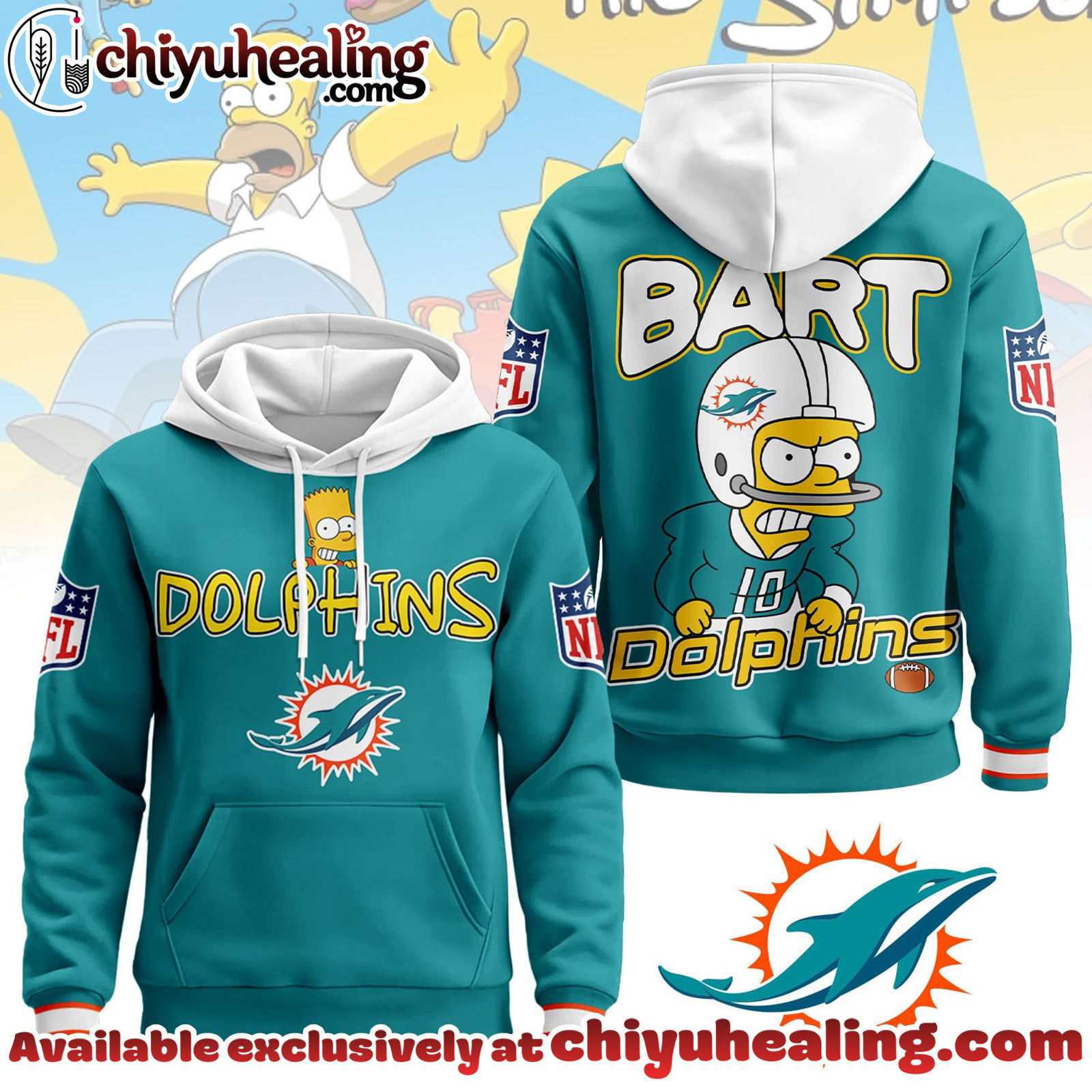 Miami Dolphins Premium NFL Bart Simpson Hoodie, Sweatshirt, Tshirt