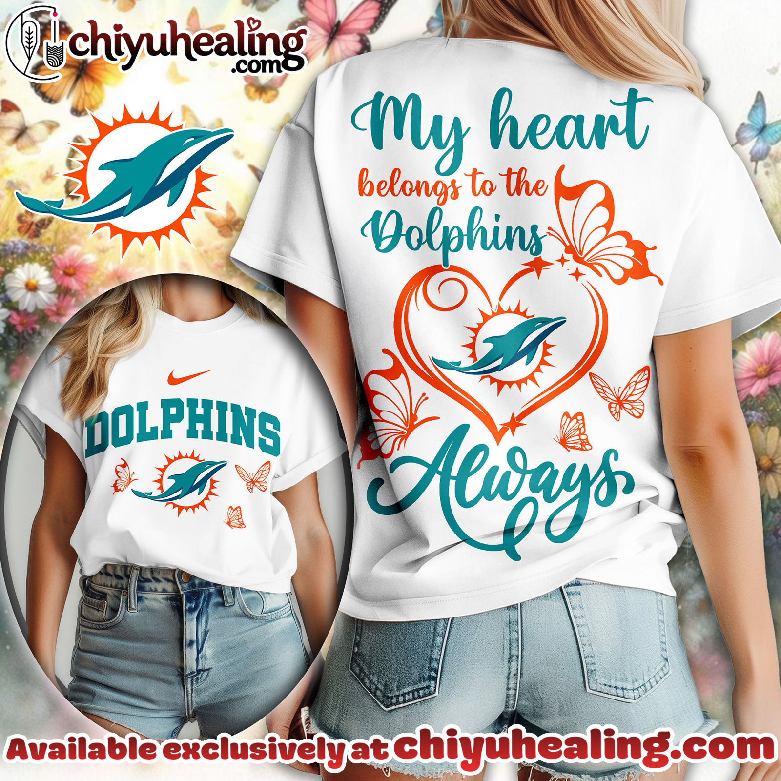 Miami Dolphins Premium NFL Butterfly Women Shirt, Hoodie, Sweatshirt
