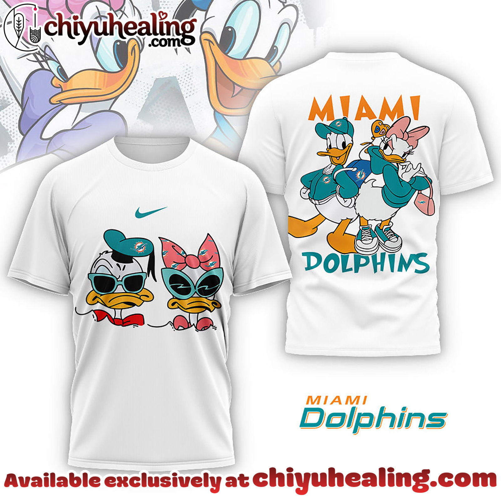 Miami Dolphins Premium NFL Donald And Daisy 3D Tshirt, Sweatshirt, Hoodie