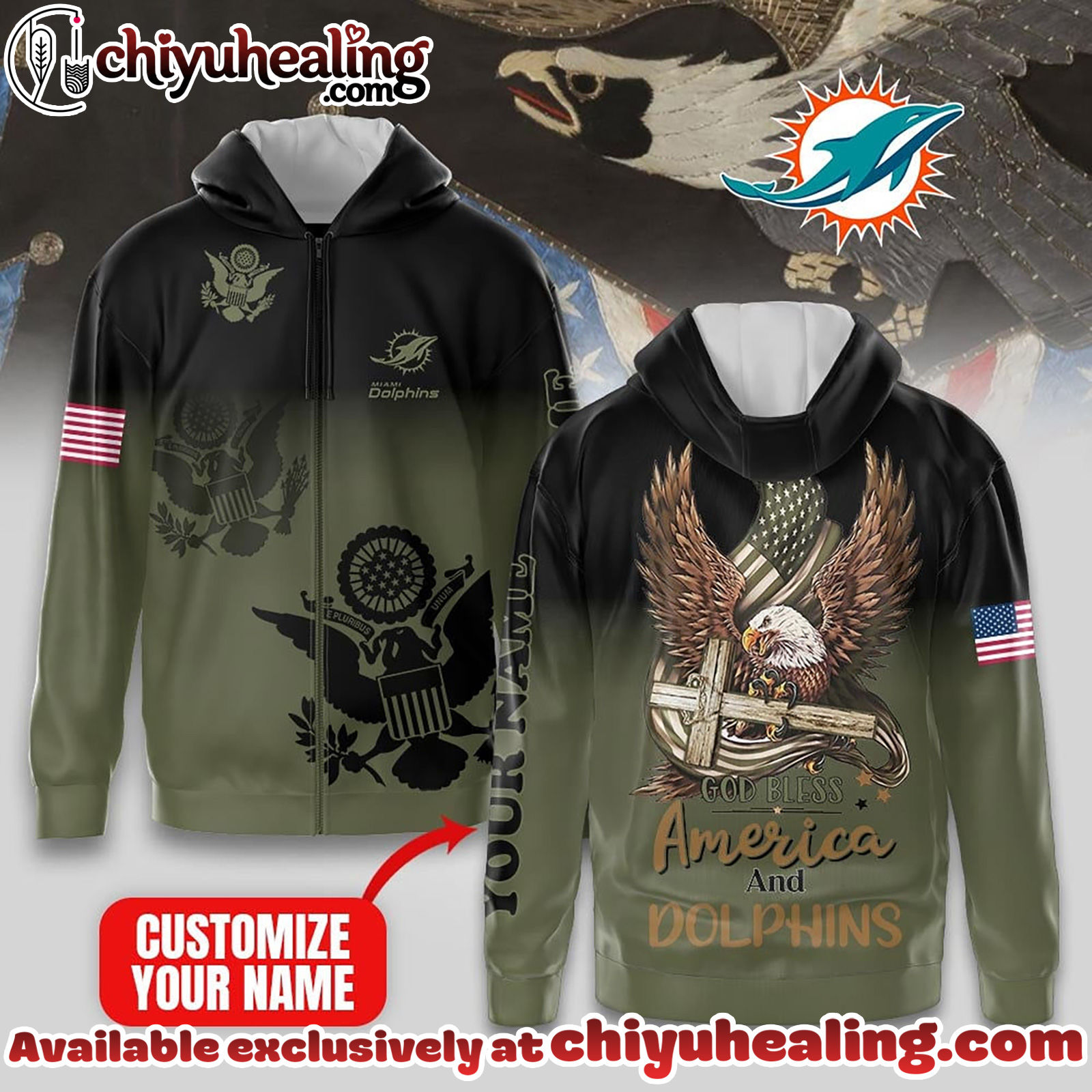 Miami Dolphins Premium NFL God Bless America Zip Hoodie, T-shirt, Sweatshirt