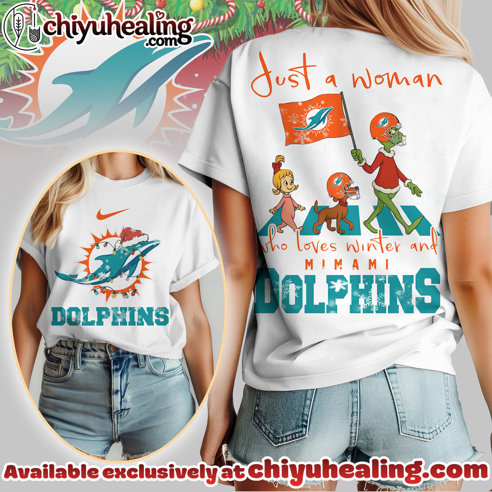 Miami Dolphins Premium NFL Just A Woman Who Loves Winter 3D Shirt, Hoodie, Sweatshirt, All Team NFL