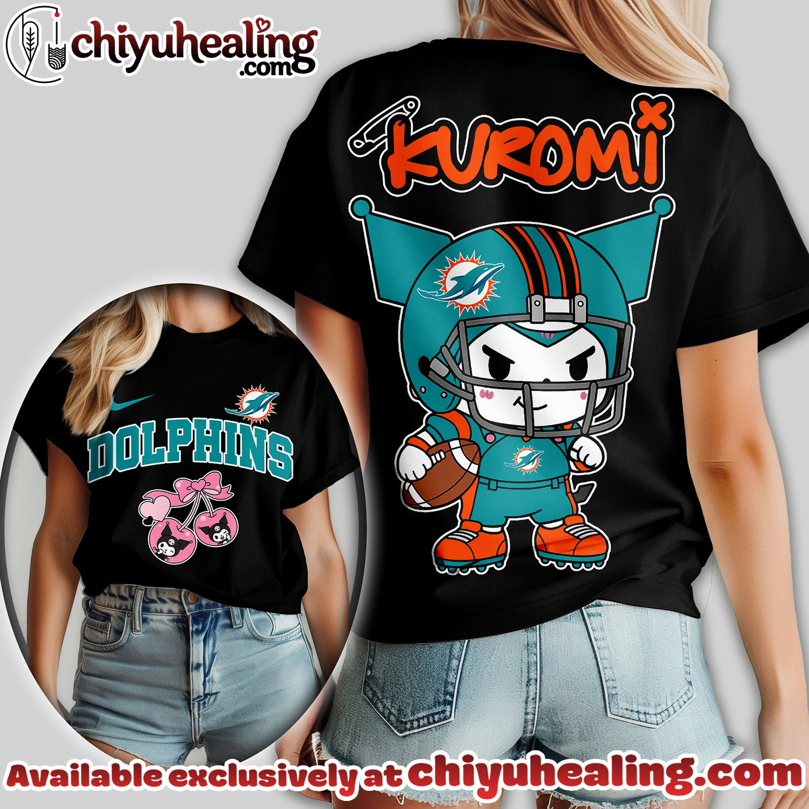 Miami Dolphins Premium NFL Kuromi Women Shirt Miami Dolphins Premium NFL Kuromi Women Shirt