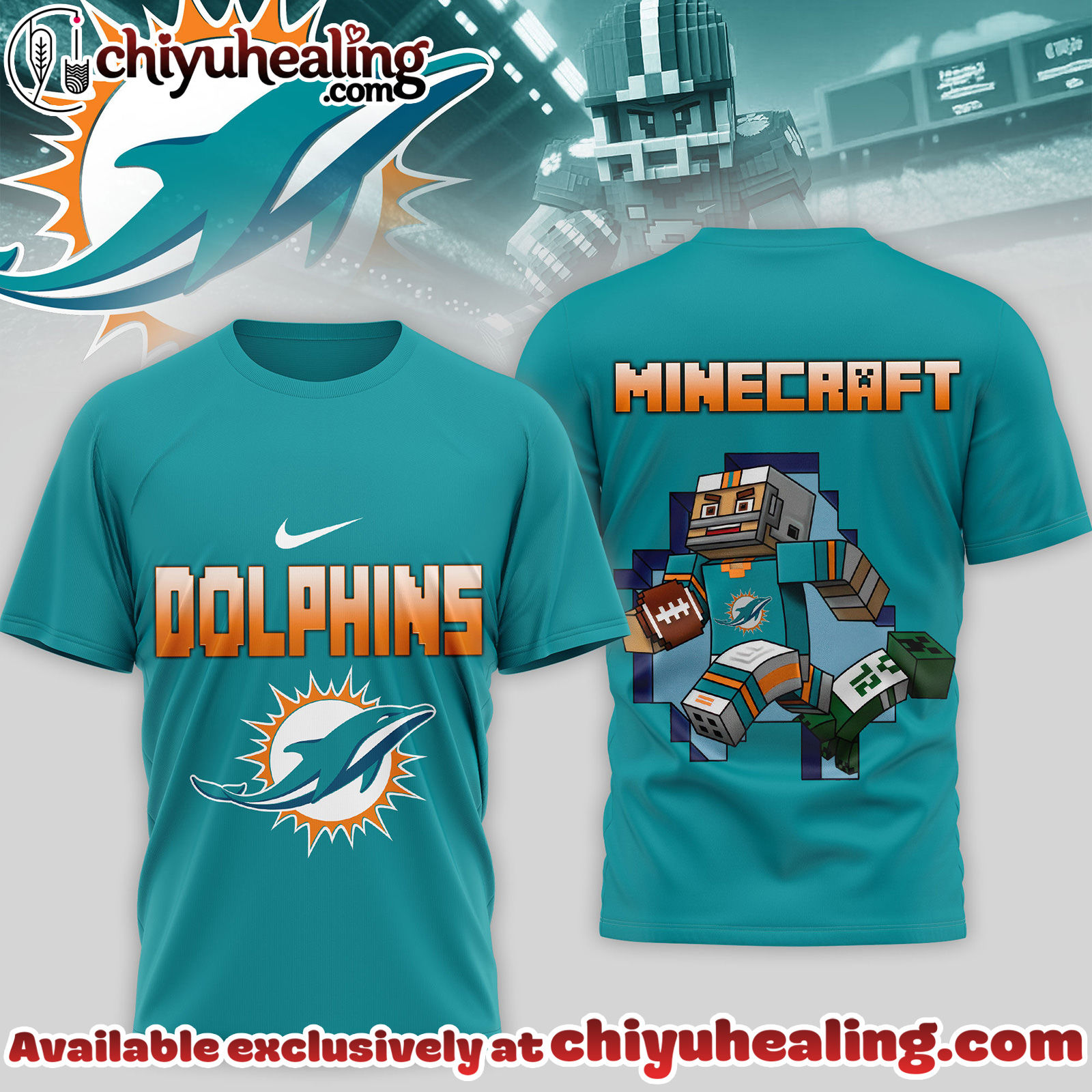 Miami Dolphins Premium NFL Minecraft 3D Shirt