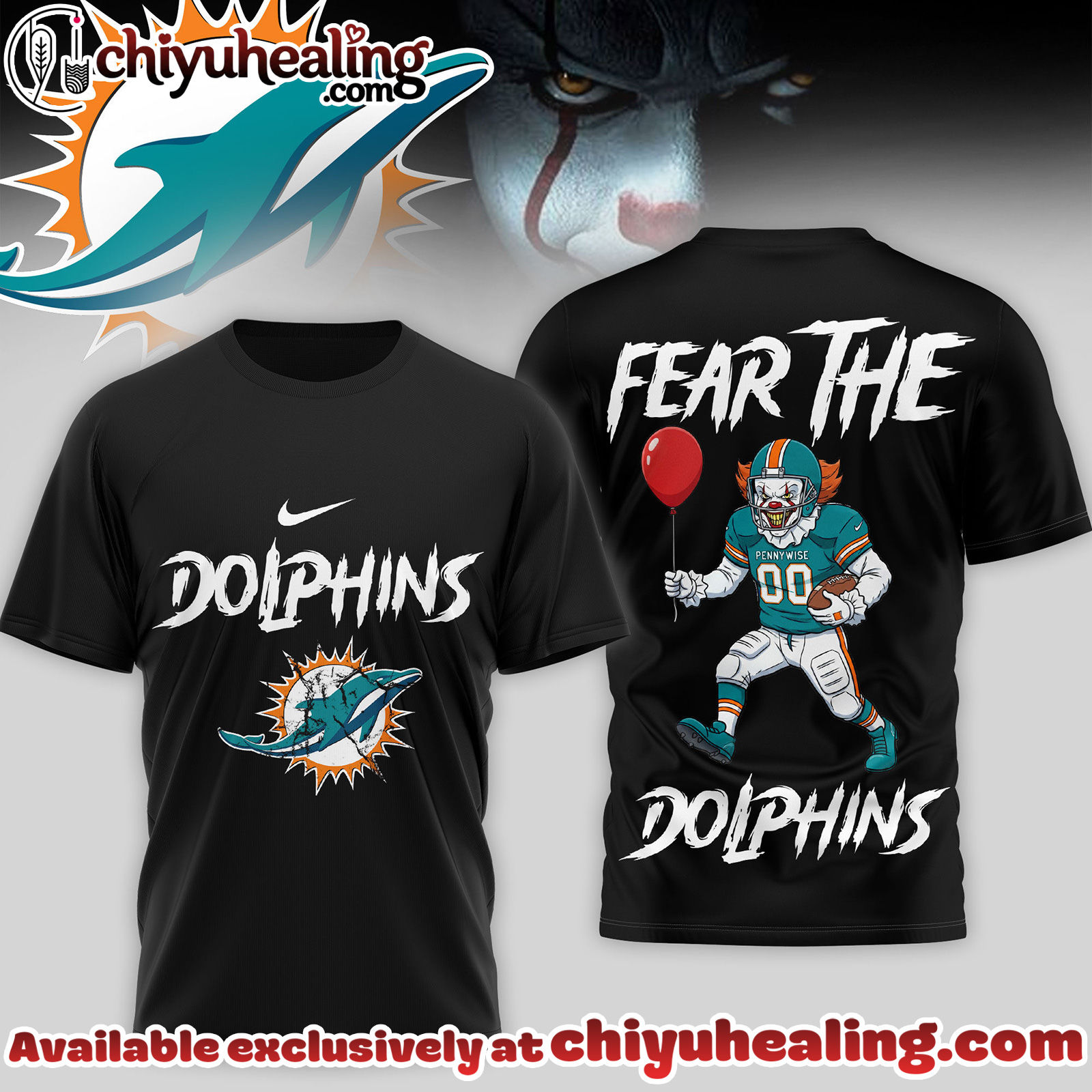 Miami Dolphins Premium NFL Pennywise 3D Shirt Miami Dolphins Premium NFL Pennywise 3D Shirt