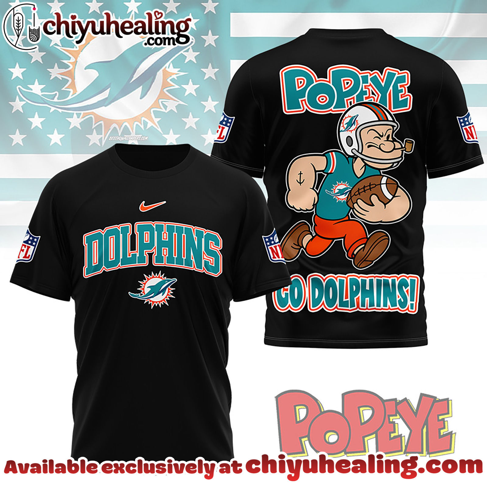 Miami Dolphins Premium NFL Popeye Fan 3D Shirt, Hoodie, Sweatshirt, All Team NFL