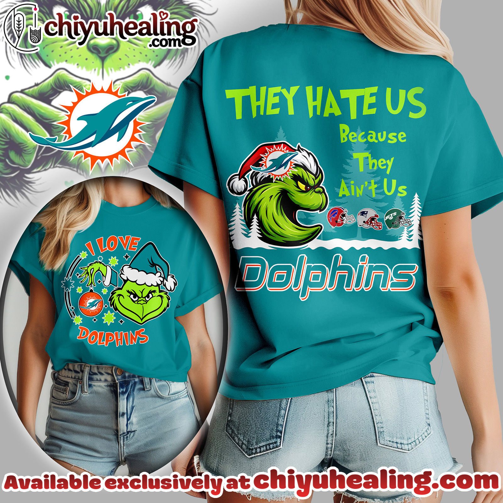 Miami Dolphins Premium NFL They Hate Us Grinch Women Shirt, Hoodie, Sweatshirt, All Team NFL