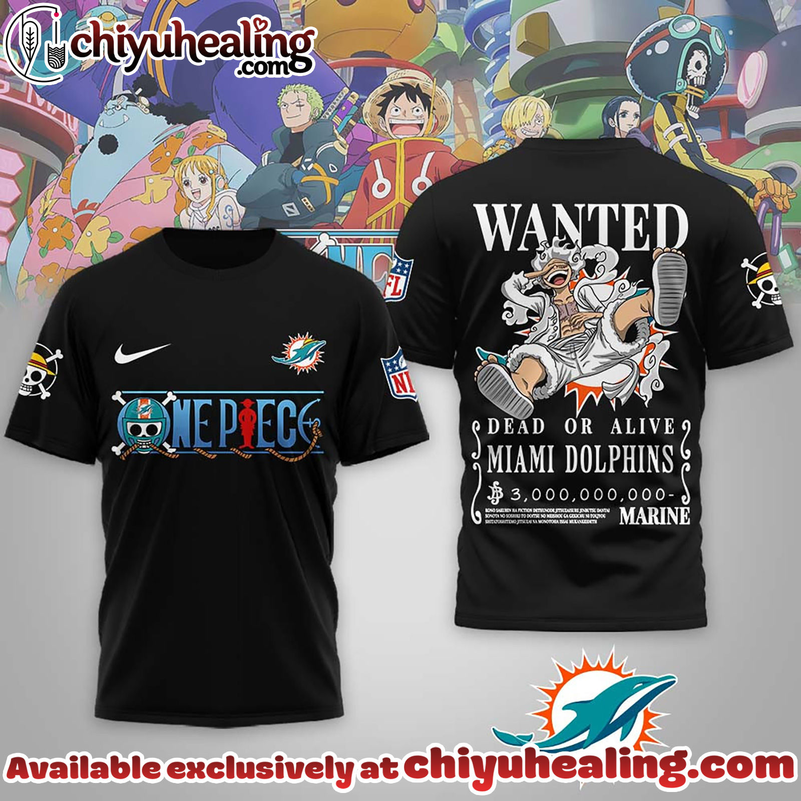 Miami Dolphins Premium NFL Wanted Monkey D Luffy 3D Shirt, Hoodie, Sweatshirt, All Team NFL