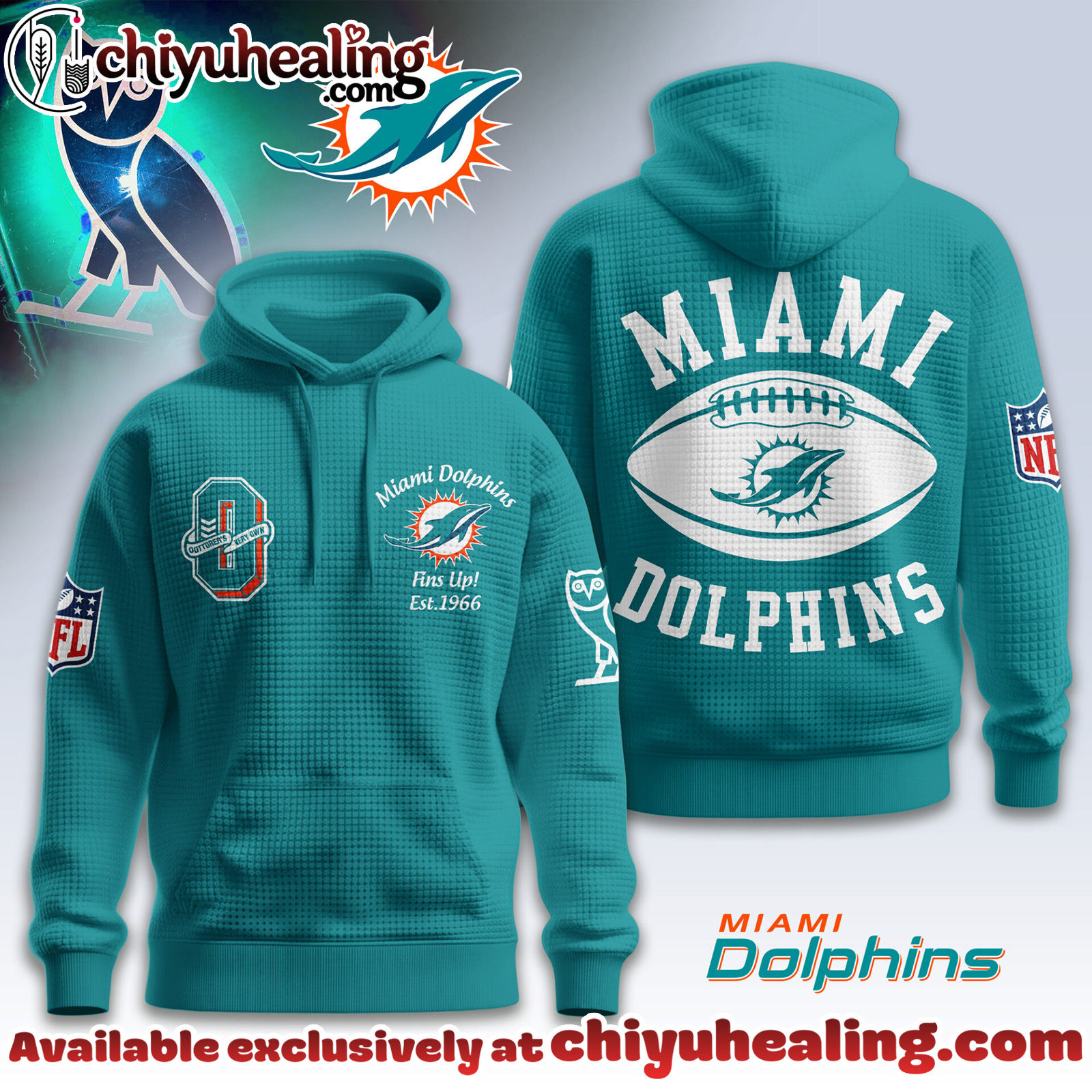 Miami Dolphins Premium NFL x OVO 3D Waffle Hoodie, Sweatshirt, Shirt, All Team NFL