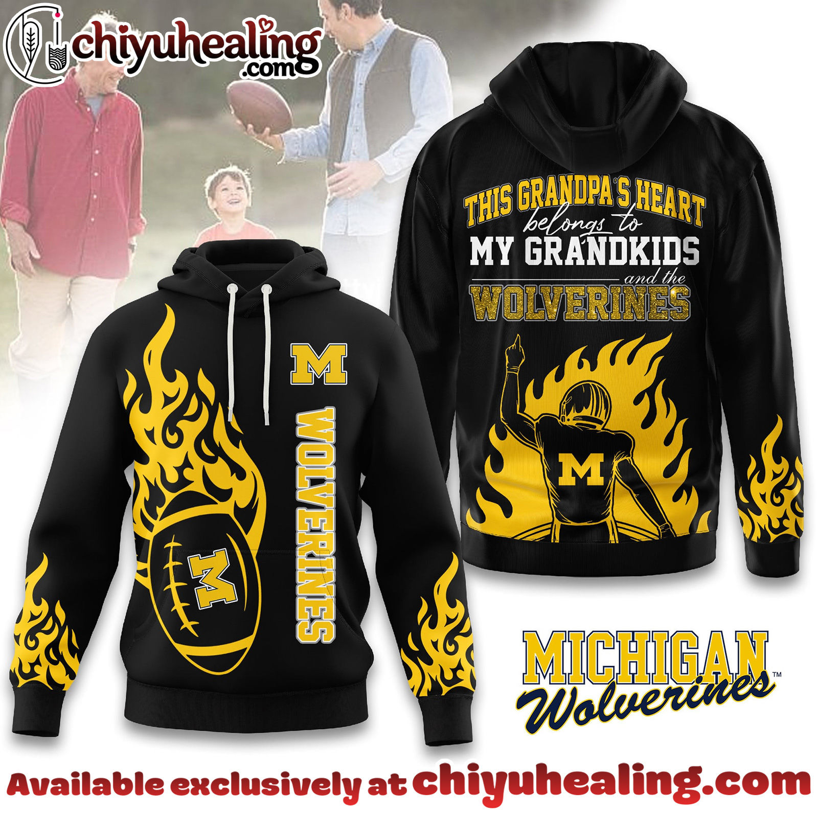 Michigan Wolverines Premium NCAA Football Grandpa Hoodie, Sweatshirt, Shirt, All Team NCAA