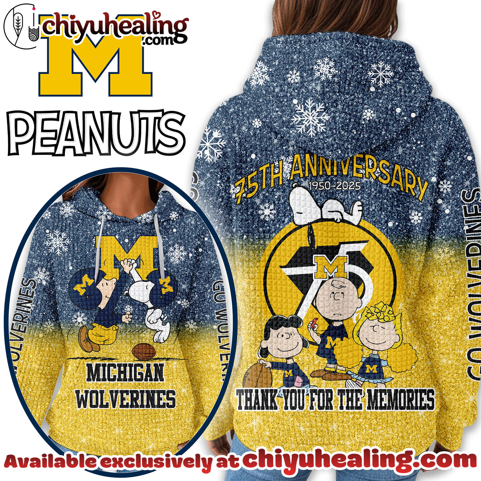 Michigan Wolverines Premium NCAA Peanuts Anniversary 3D Waffle Hoodie, Sweatshirt, Tshirt HI