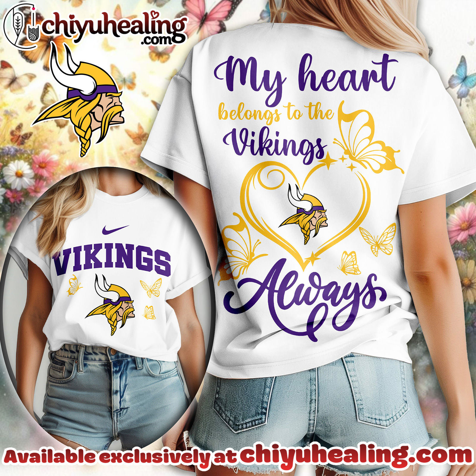 Minnesota Vikings Premium NFL Butterfly Women Shirt, Hoodie, Sweatshirt