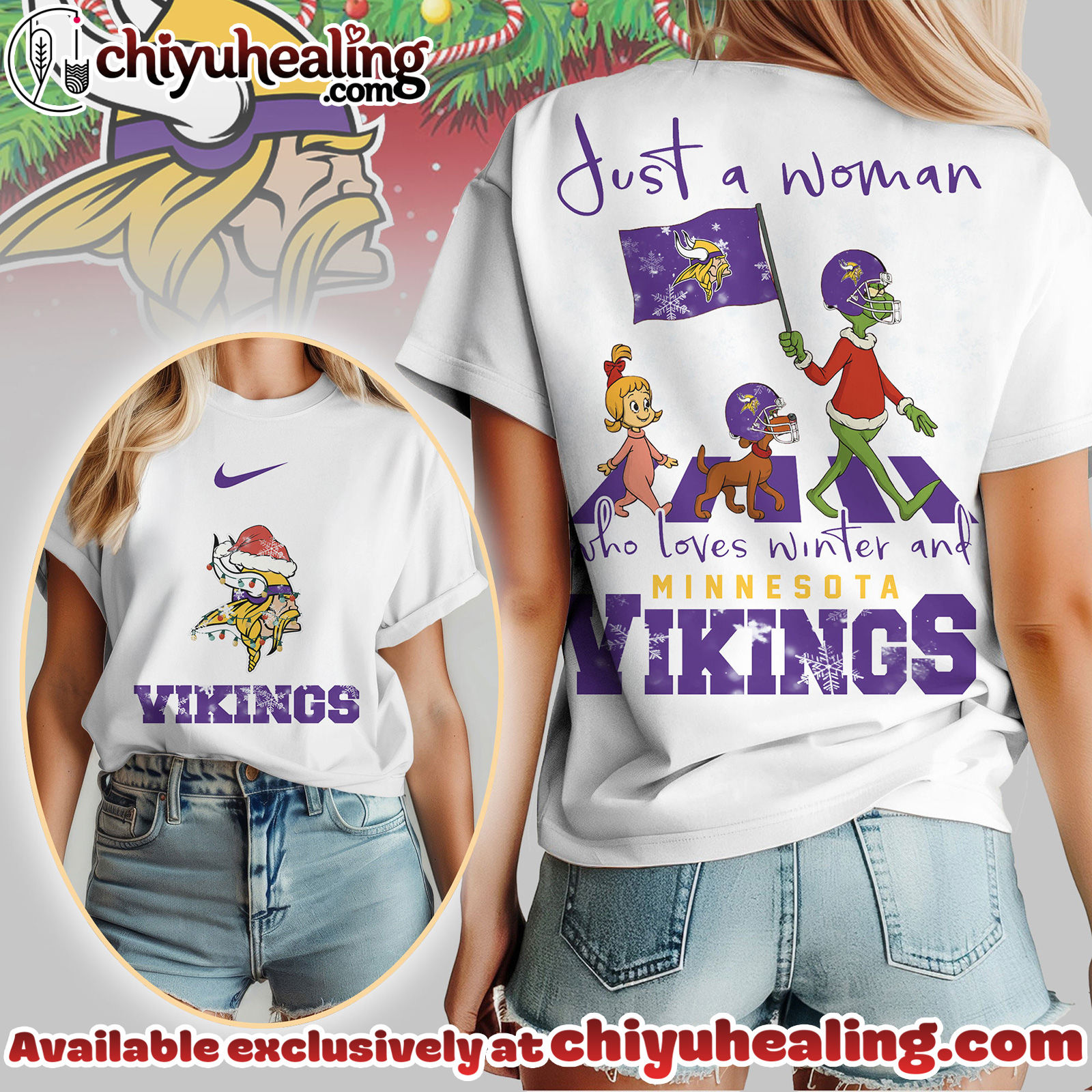Minnesota Vikings Premium NFL Just A Woman Who Loves Winter 3D Shirt, Hoodie, Sweatshirt, All Team NFL