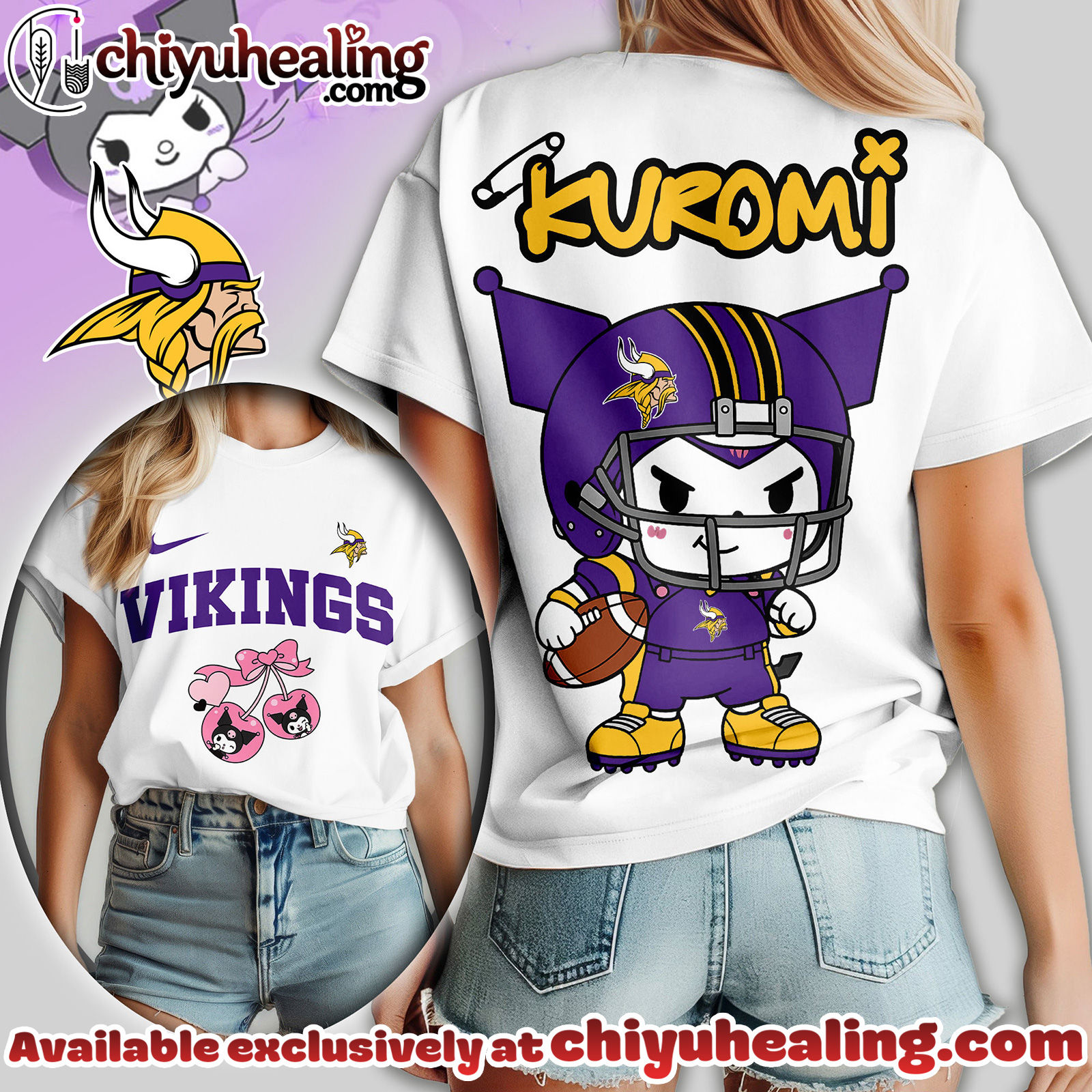 Minnesota Vikings Premium NFL Kuromi Women Shirt