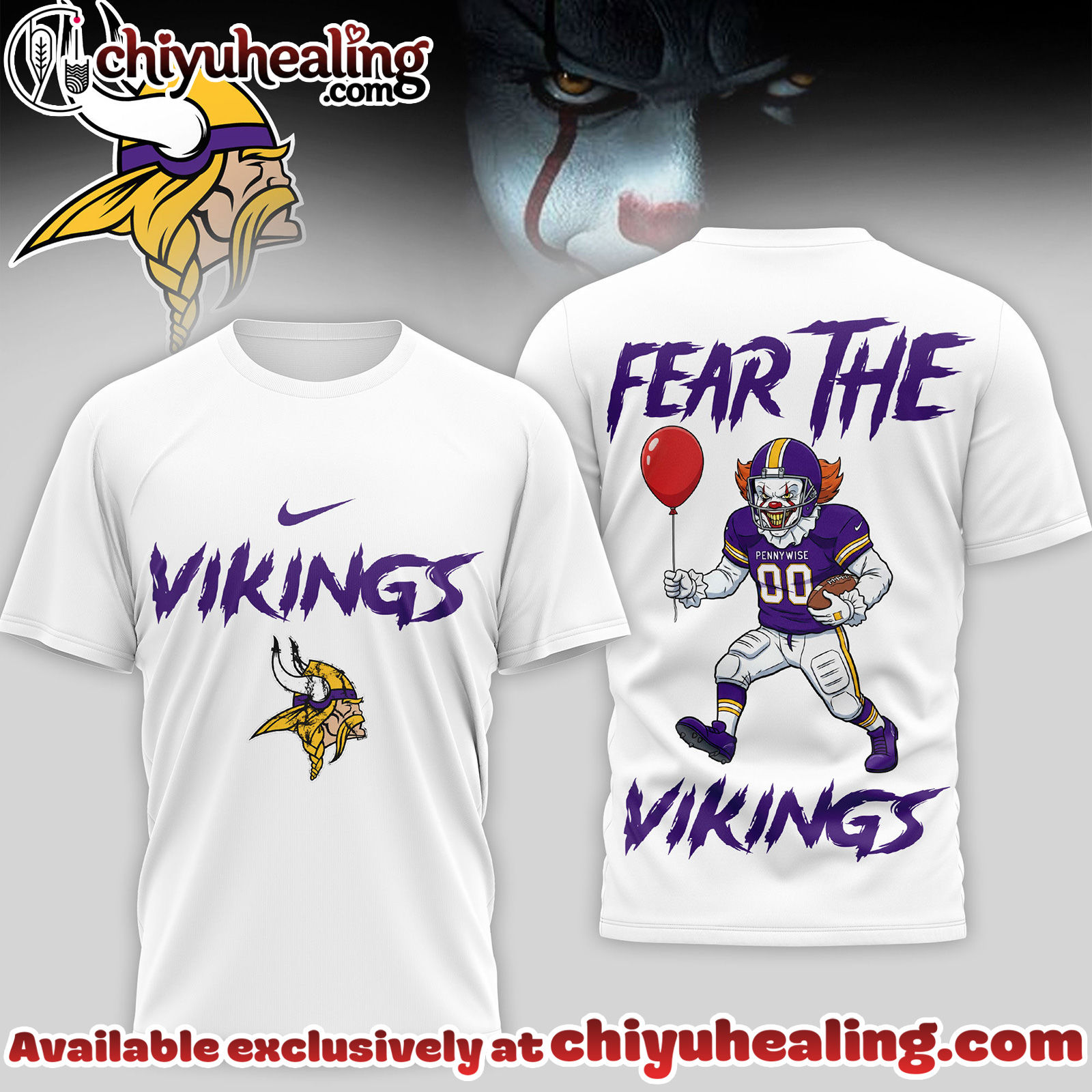 Minnesota Vikings Premium NFL Pennywise 3D Shirt