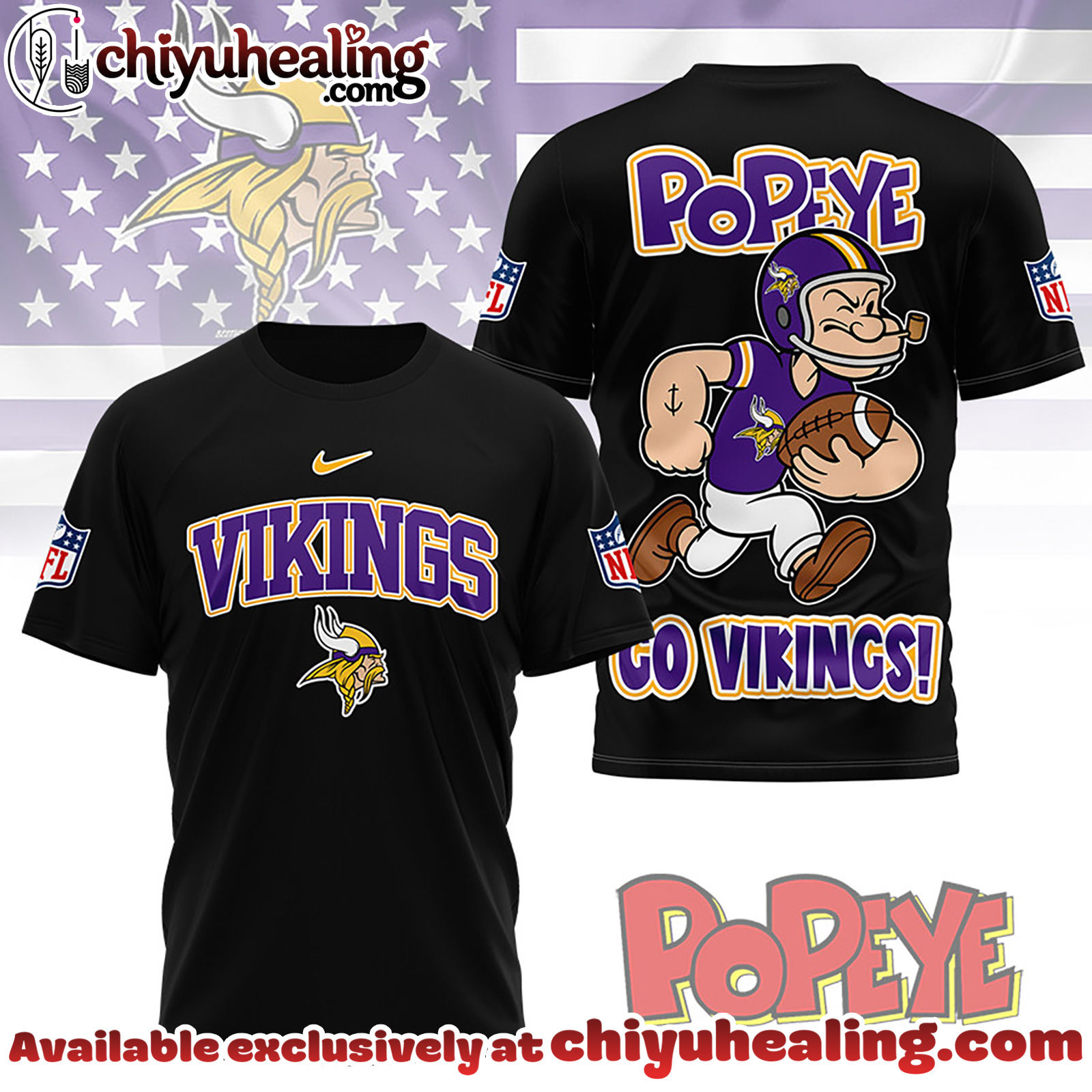 Minnesota Vikings Premium NFL Popeye Fan 3D Shirt, Hoodie, Sweatshirt, All Team NFL