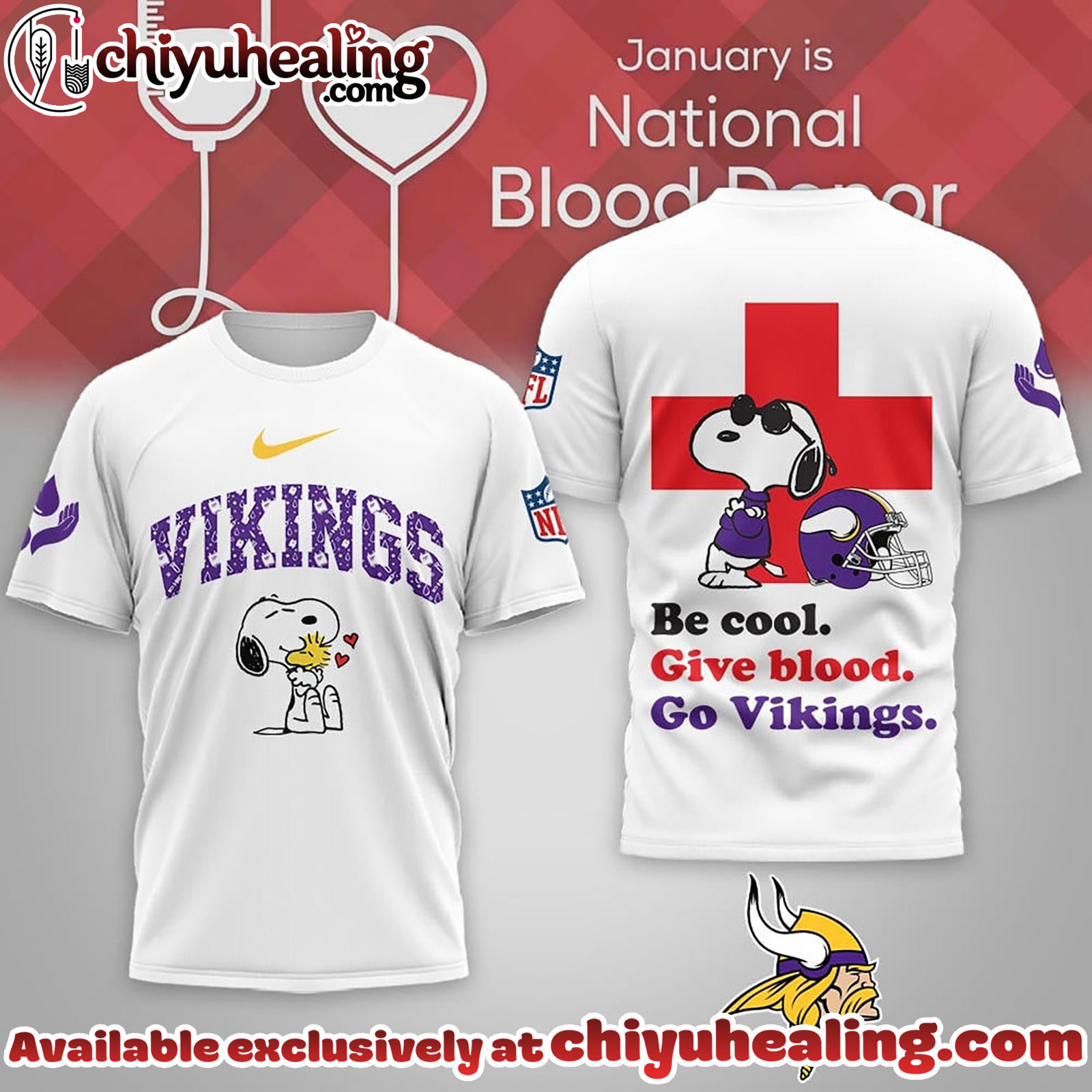 Minnesota Vikings Premium NFL Snoopy Blood Donor Awareness Month T-Shirt, Hoodie, Sweatshirt, All Team NFL