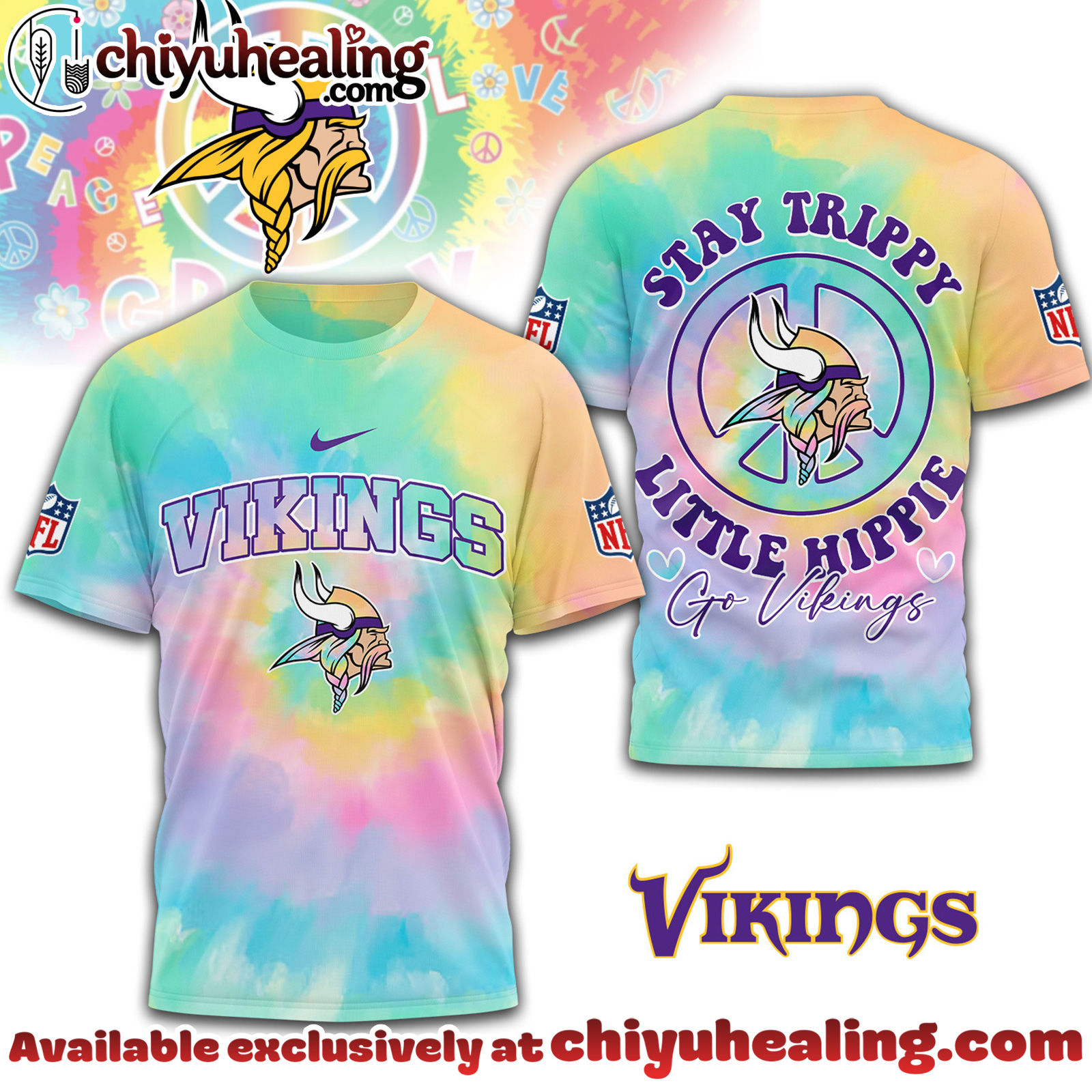 Minnesota Vikings Premium NFL Stay Trippy Little Hippie 3D Shirt, Hoodie, Sweatshirt, All Team NFL
