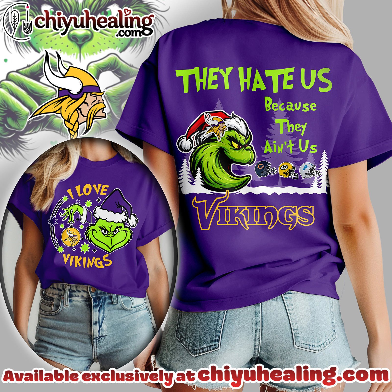 Minnesota Vikings Premium NFL They Hate Us Grinch Women Shirt, Hoodie, Sweatshirt, All Team NFL
