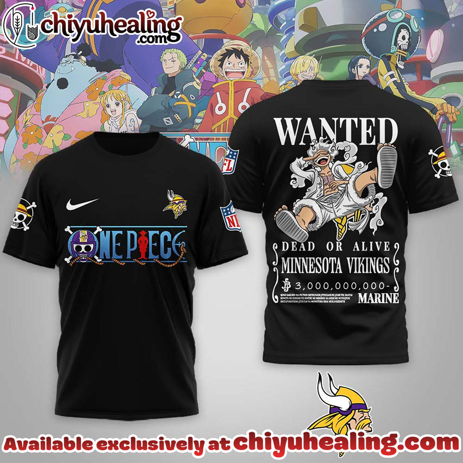 Minnesota Vikings Premium NFL Wanted Monkey D Luffy 3D Shirt, Hoodie, Sweatshirt, All Team NFL