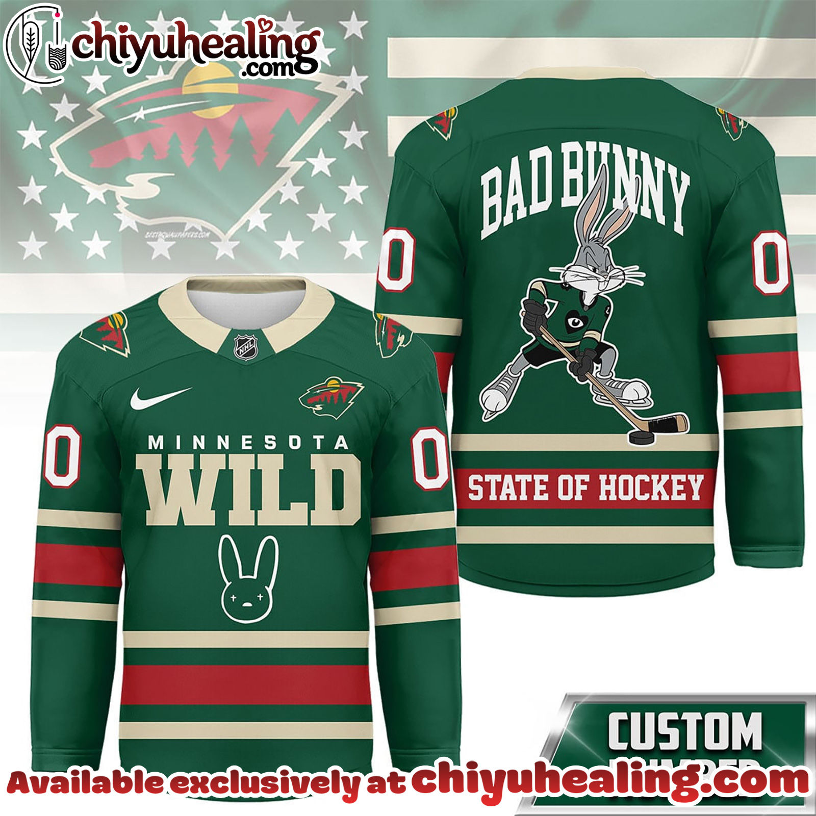 Minnesota Wild Premium NHL Bad Bunny Hockey Jersey NY