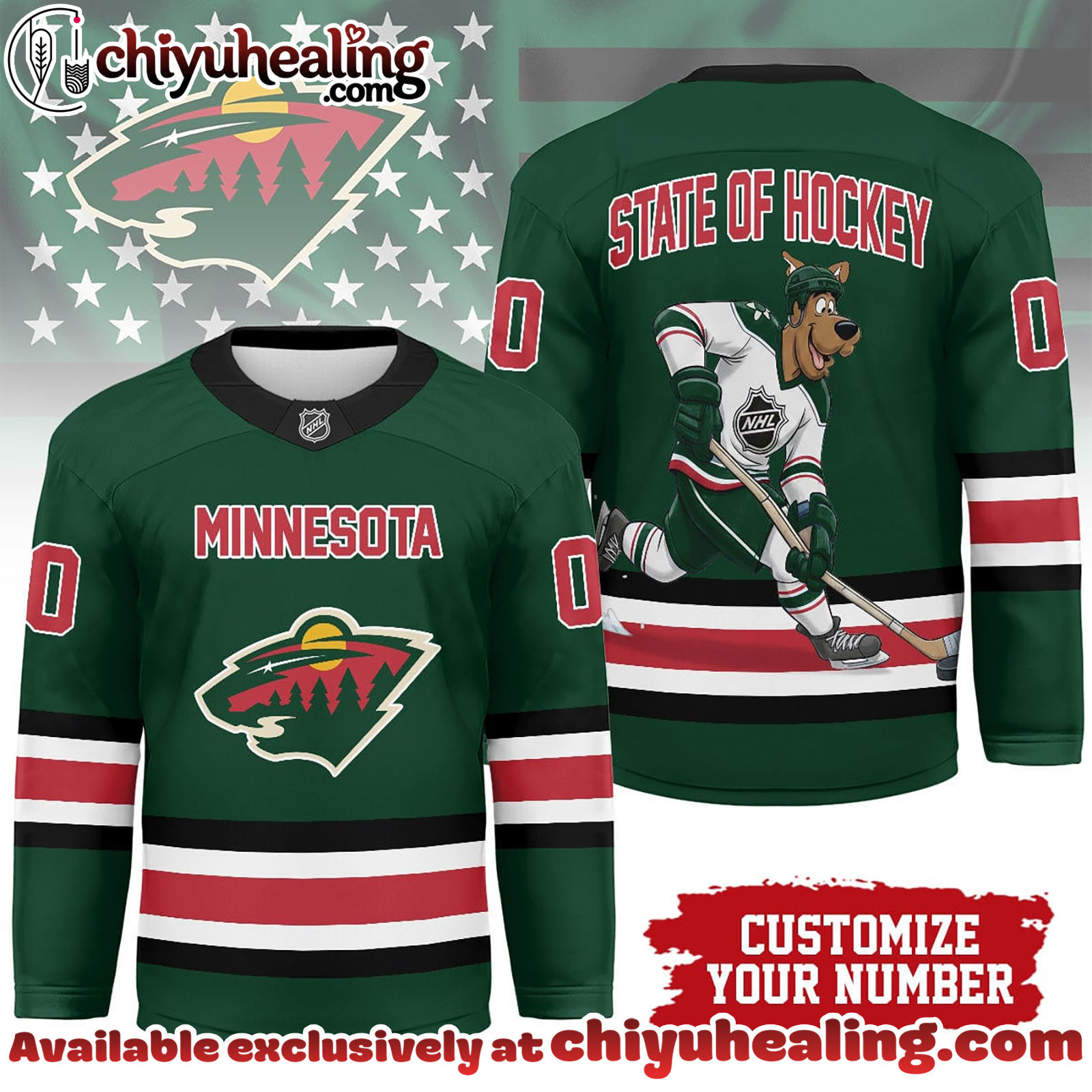 Minnesota Wild Premium NHL Scooby Doo Personalized Hockey Jersey
