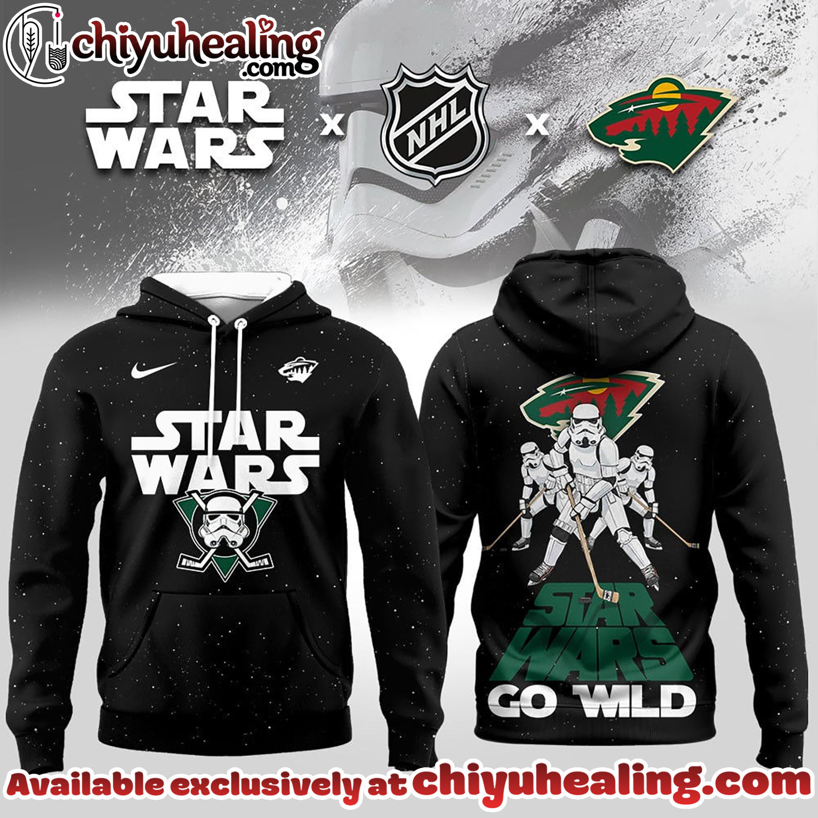 Minnesota Wild Premium NHL Star Wars Imperial Trooper 3D Hoodie