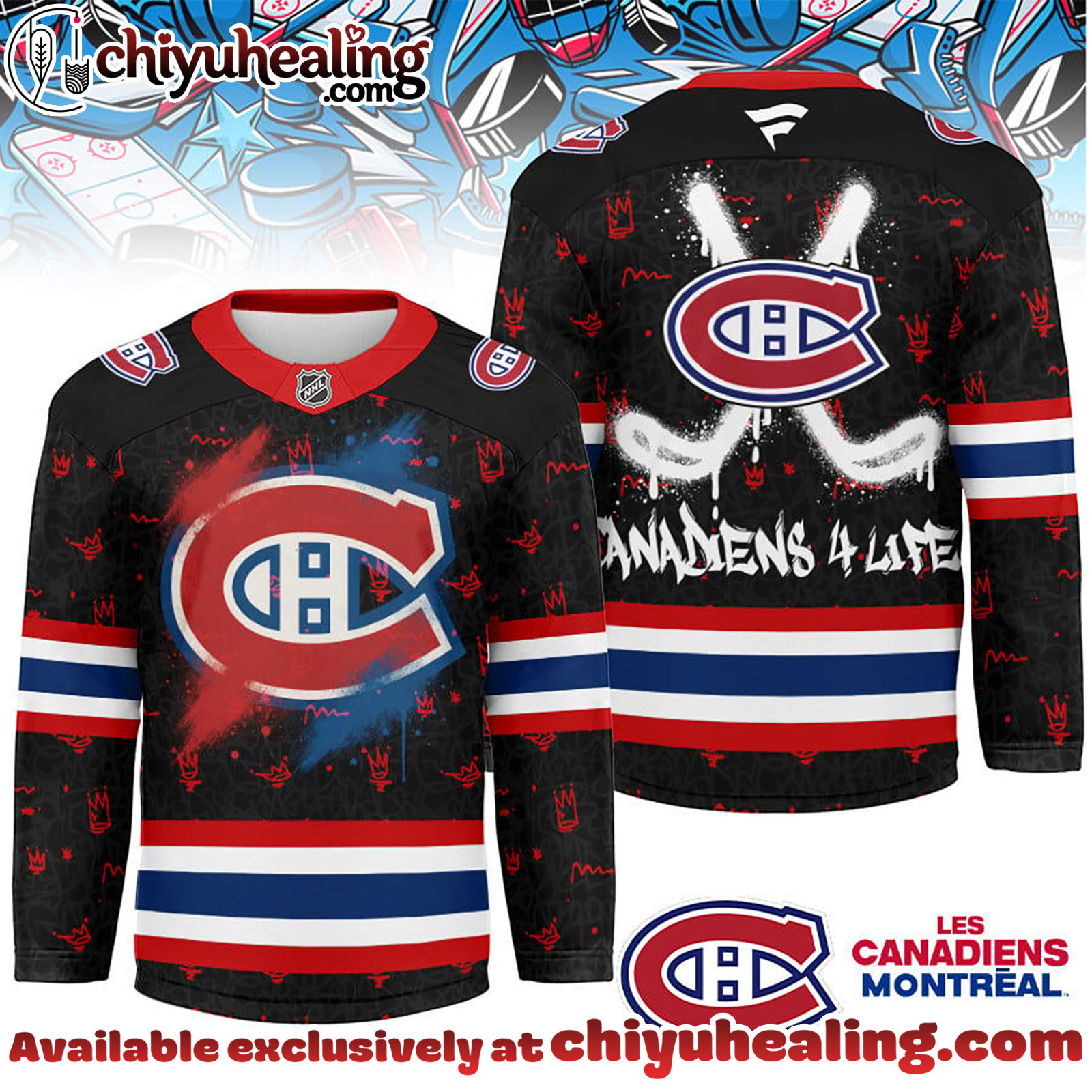 Montreal Canadiens Premium NHL Graffiti My Team 4 Life Hockey Jersey