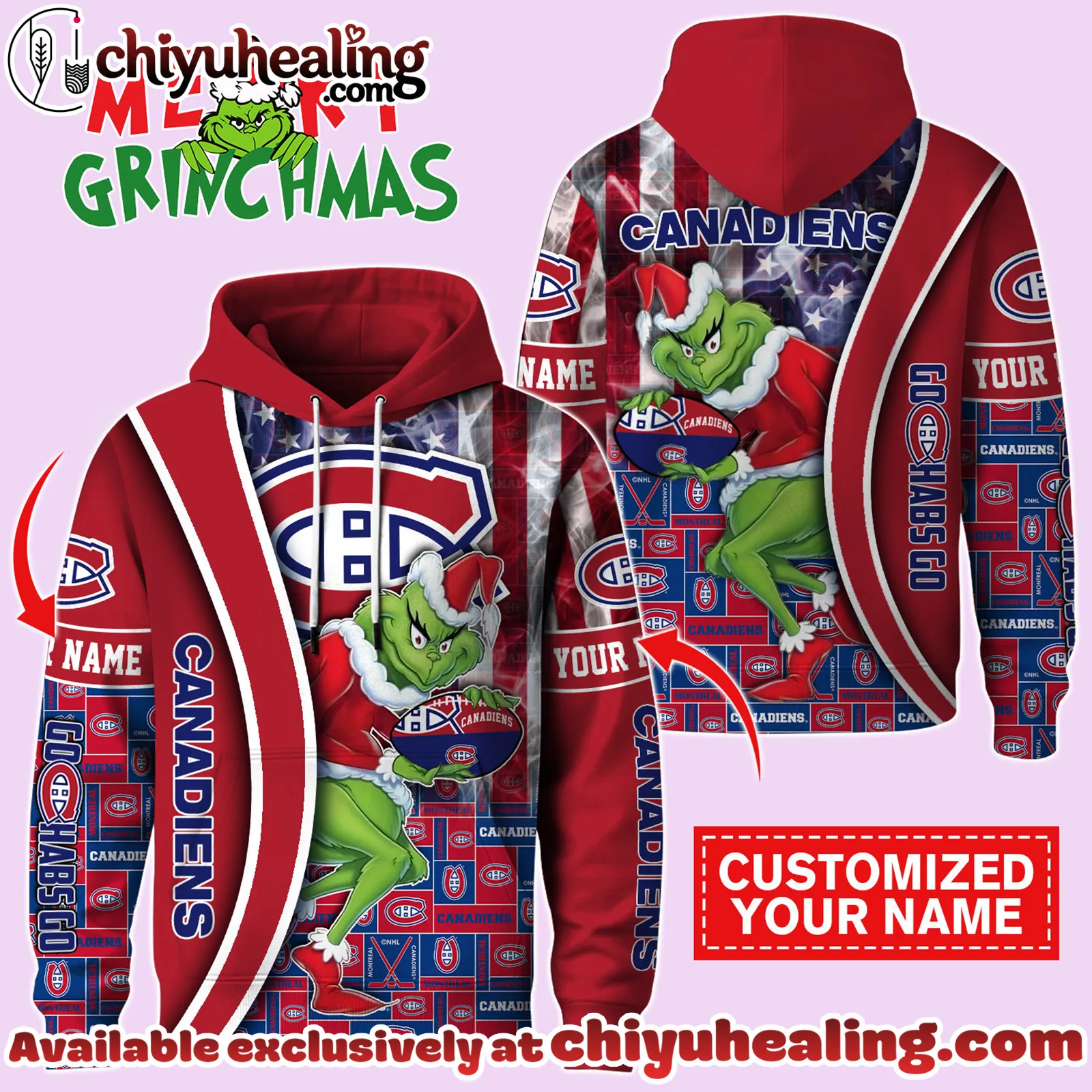 Montreal Canadiens x The Grinch Christmas Hockey Hoodie Limited Edition-3D Unisex Hoodie