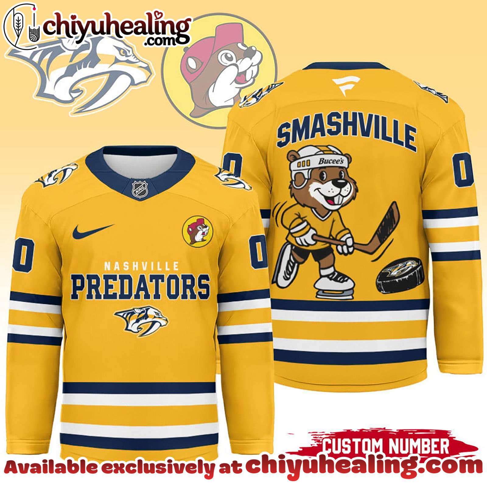 Nashville Predators Premium NHL Bucees Personalized Hockey Jersey
