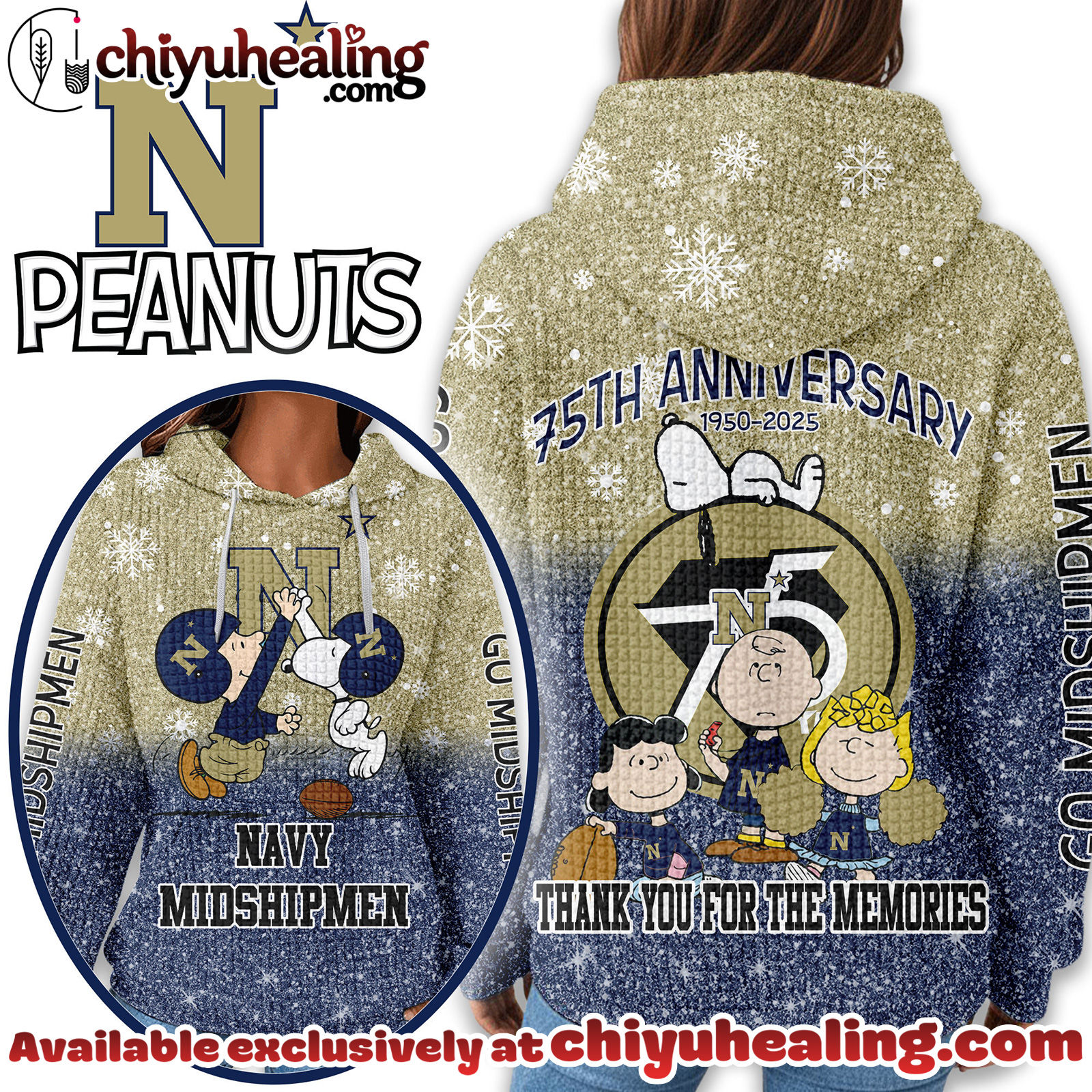 Navy Midshipmen Premium NCAA Peanuts Anniversary 3D Waffle Hoodie, Sweatshirt, Tshirt HI