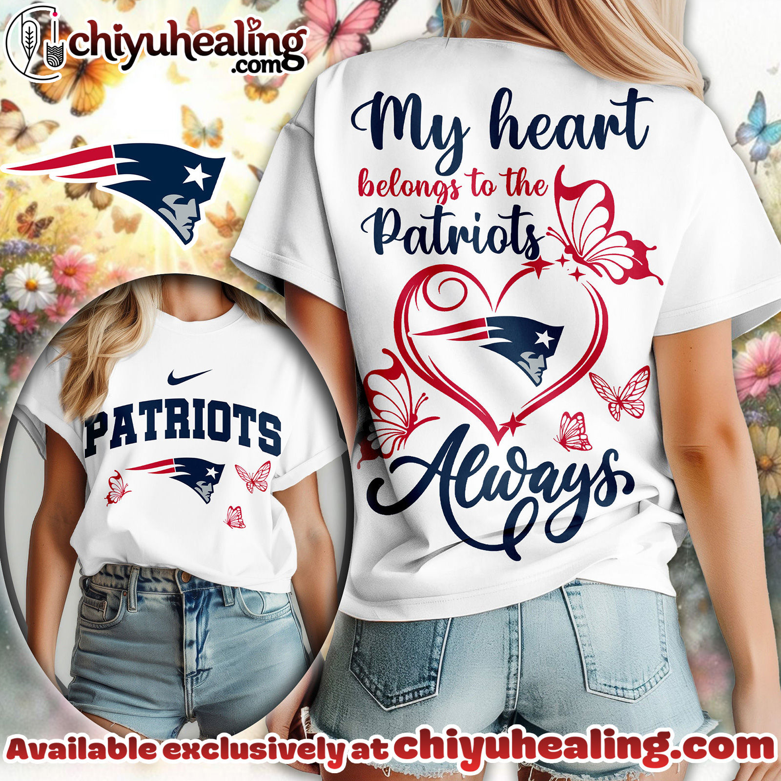 New England Patriots Premium NFL Butterfly Women Shirt, Hoodie, Sweatshirt