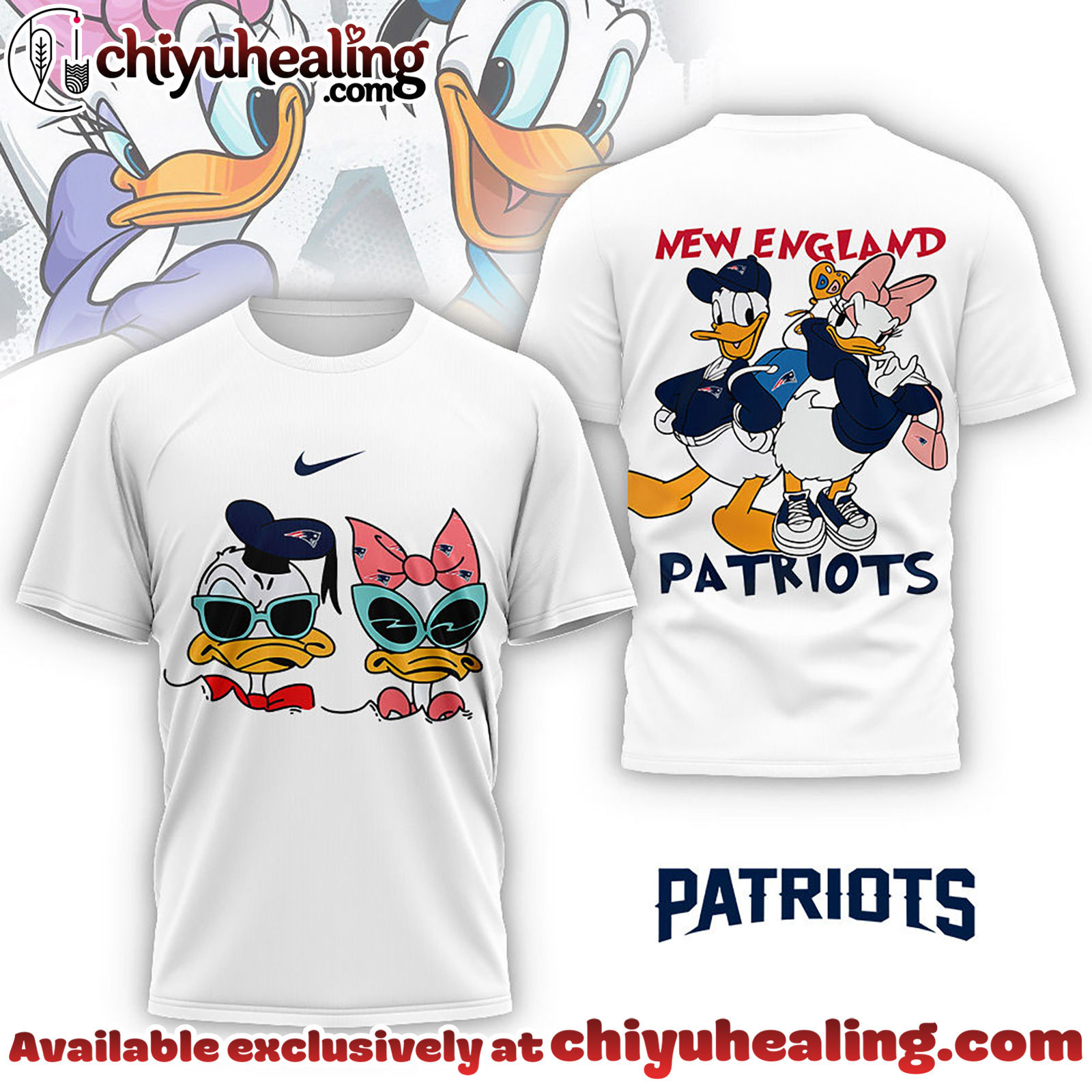 New England Patriots Premium NFL Donald And Daisy 3D Tshirt, Sweatshirt, Hoodie