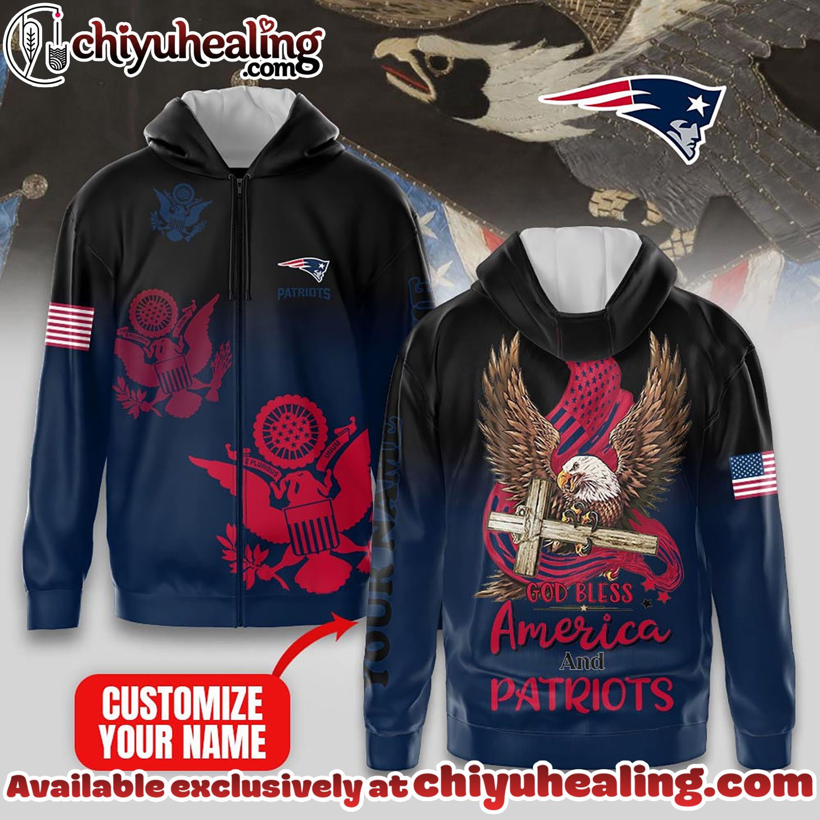 New England Patriots Premium NFL God Bless America Zip Hoodie, T-shirt, Sweatshirt - Ver 2