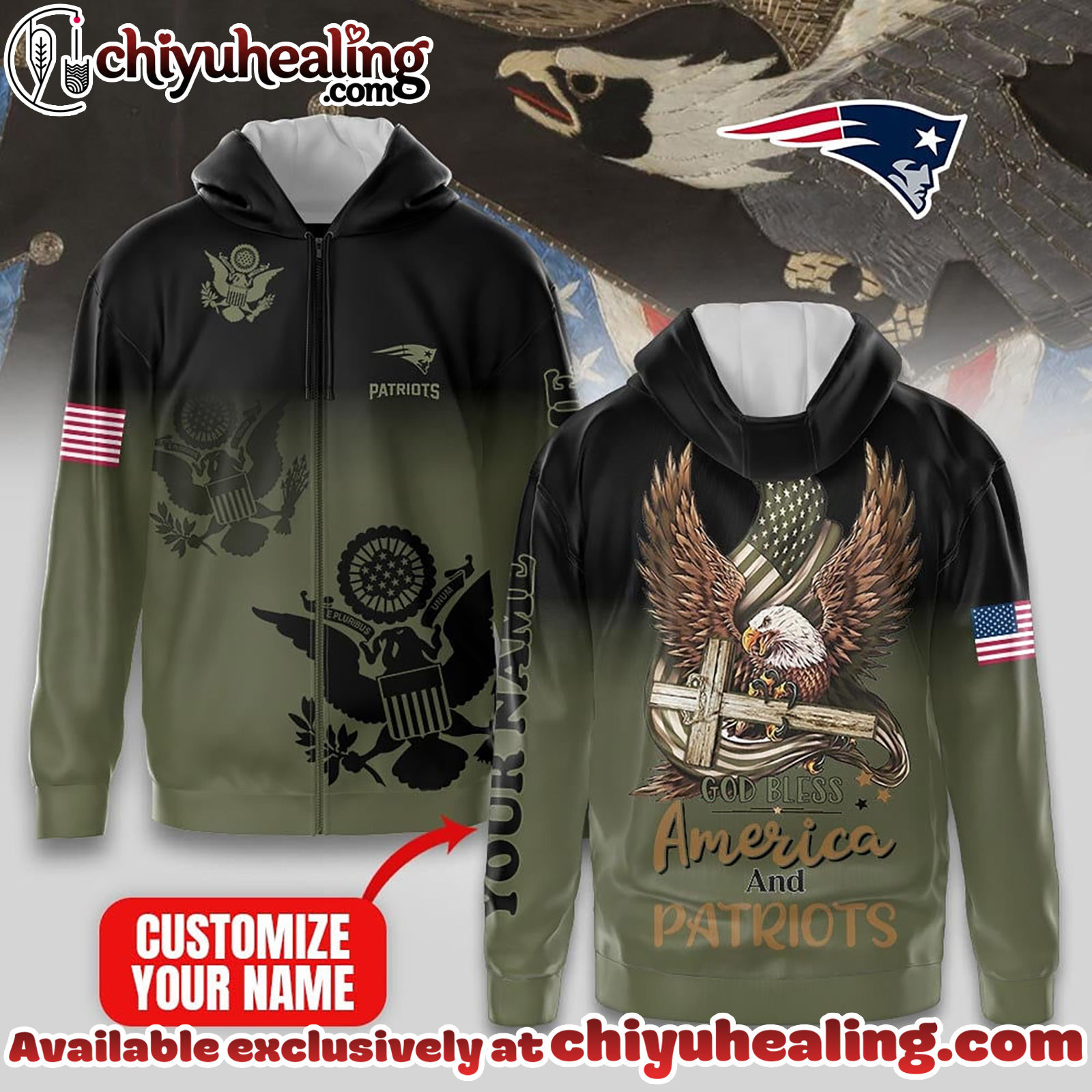 New England Patriots Premium NFL God Bless America Zip Hoodie, T-shirt, Sweatshirt
