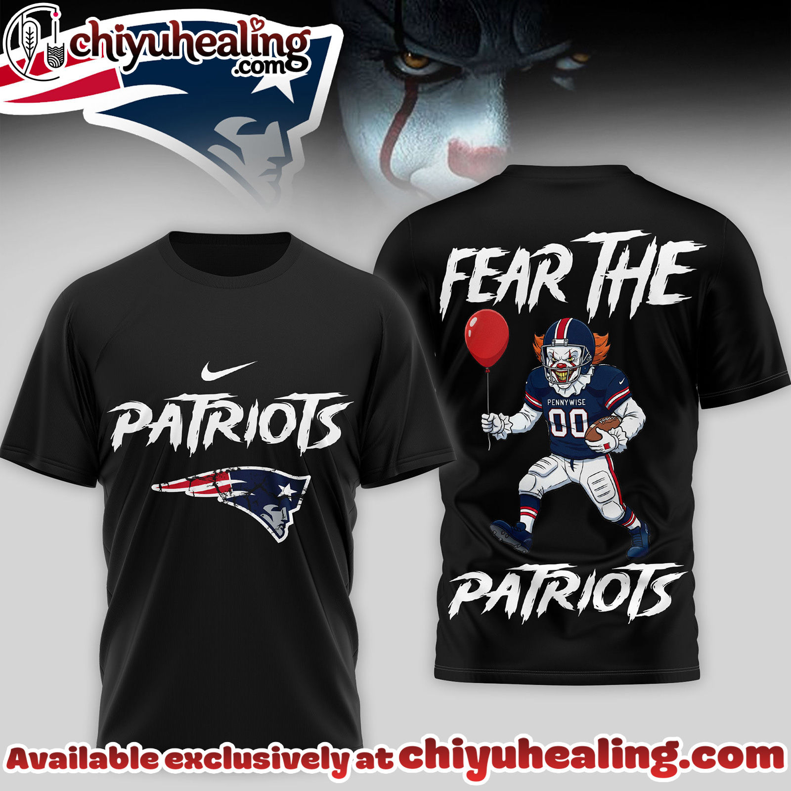 New England Patriots Premium NFL Pennywise 3D Shirt New England Patriots Premium NFL Pennywise 3D Shirt