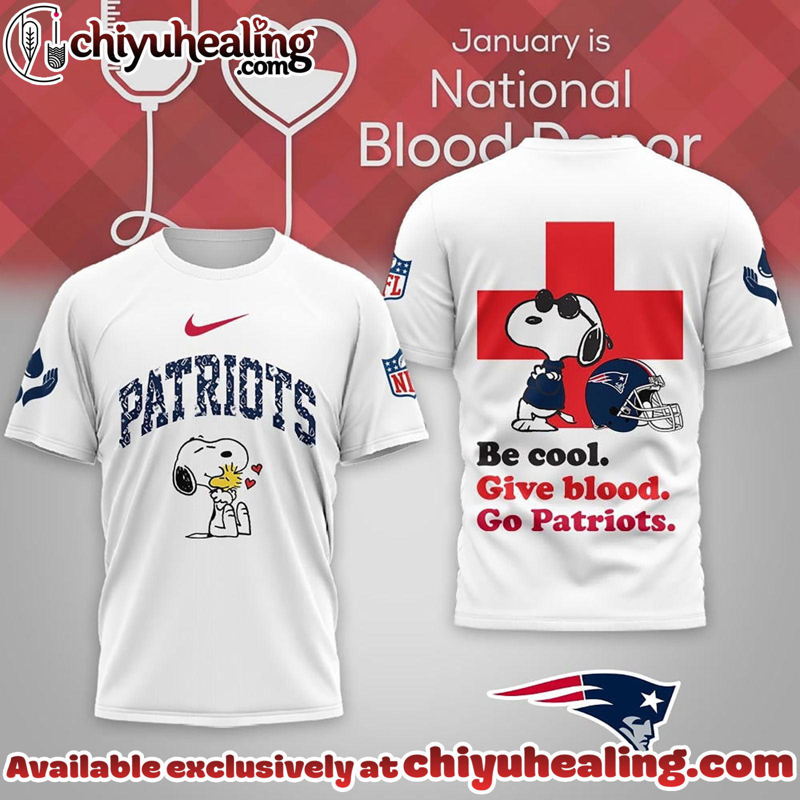 New England Patriots Premium NFL Snoopy Blood Donor Awareness Month Tshirt, Sweatshirt, Hoodie